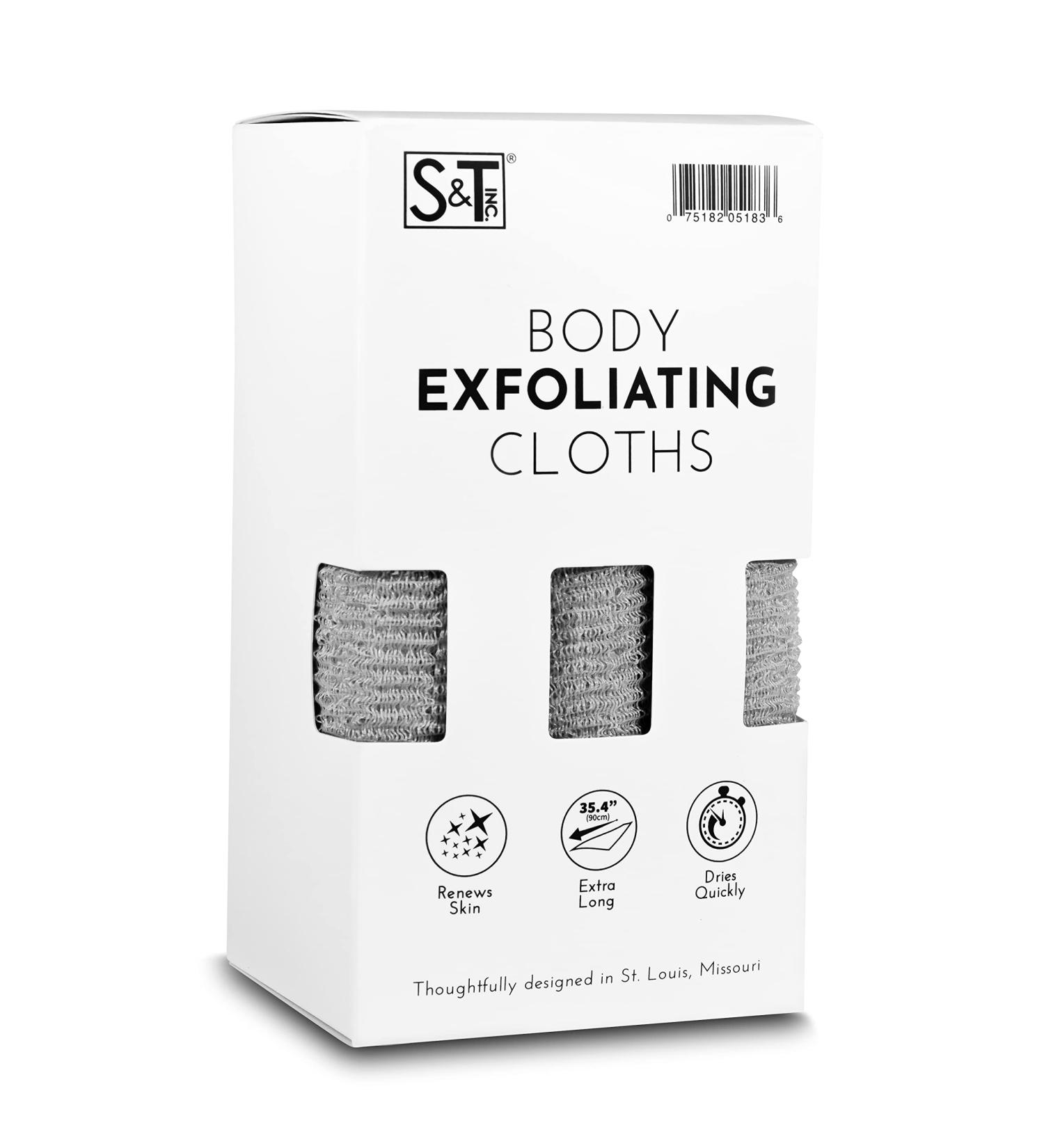 Body Exfoliating Cloths - S&T INC. 3 Pack, 11.8x35.4 Inch, Grey | Smooth Skin Care - Buy Online on GoSupps.com