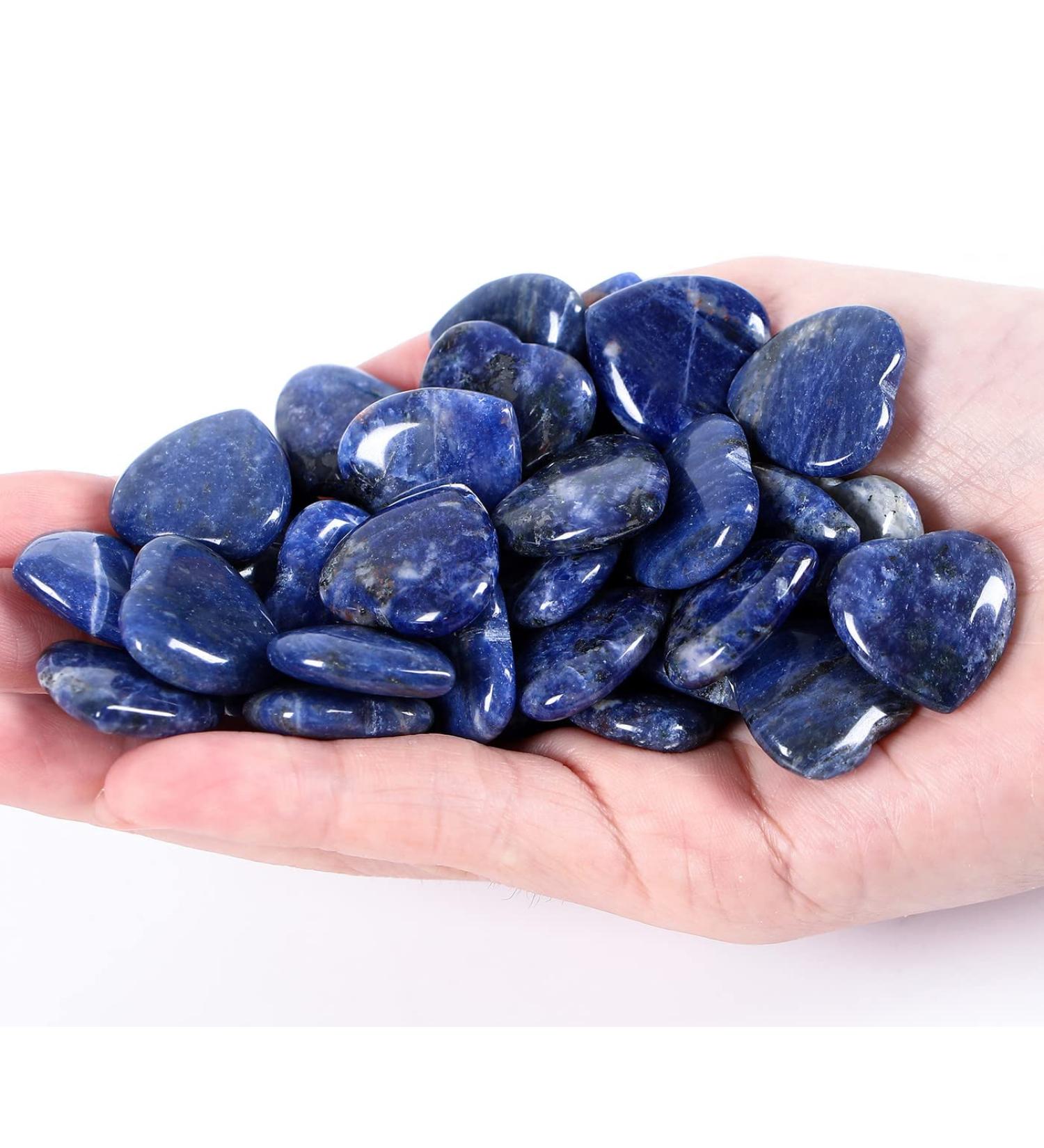 XIANNVXI 20 Pcs Blue Sodalite Crystal Heart Stones - Natural Healing Gemstones for Energy Balancing and Meditation - Buy Online on GoSupps.com