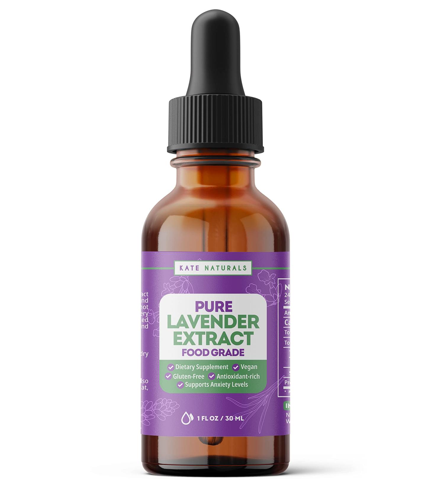 Lavender Extract (1oz) by Kate Naturals - 100% Natural & Vegan Flavoring for Baking & Drinks | Gluten-Free Edible Oil - Culinary Lavender Extract - Buy Online on GoSupps.com