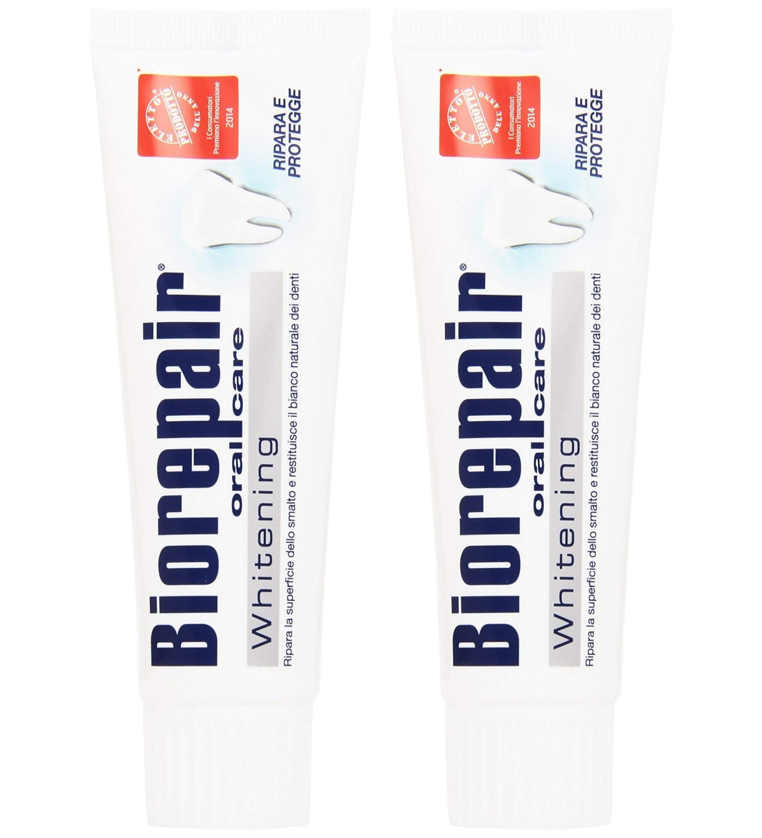 Biorepair Whitening Toothpaste with microRepair 2.5oz Tubes (Pack of 2) - Italian Import - Buy Online on GoSupps.com
