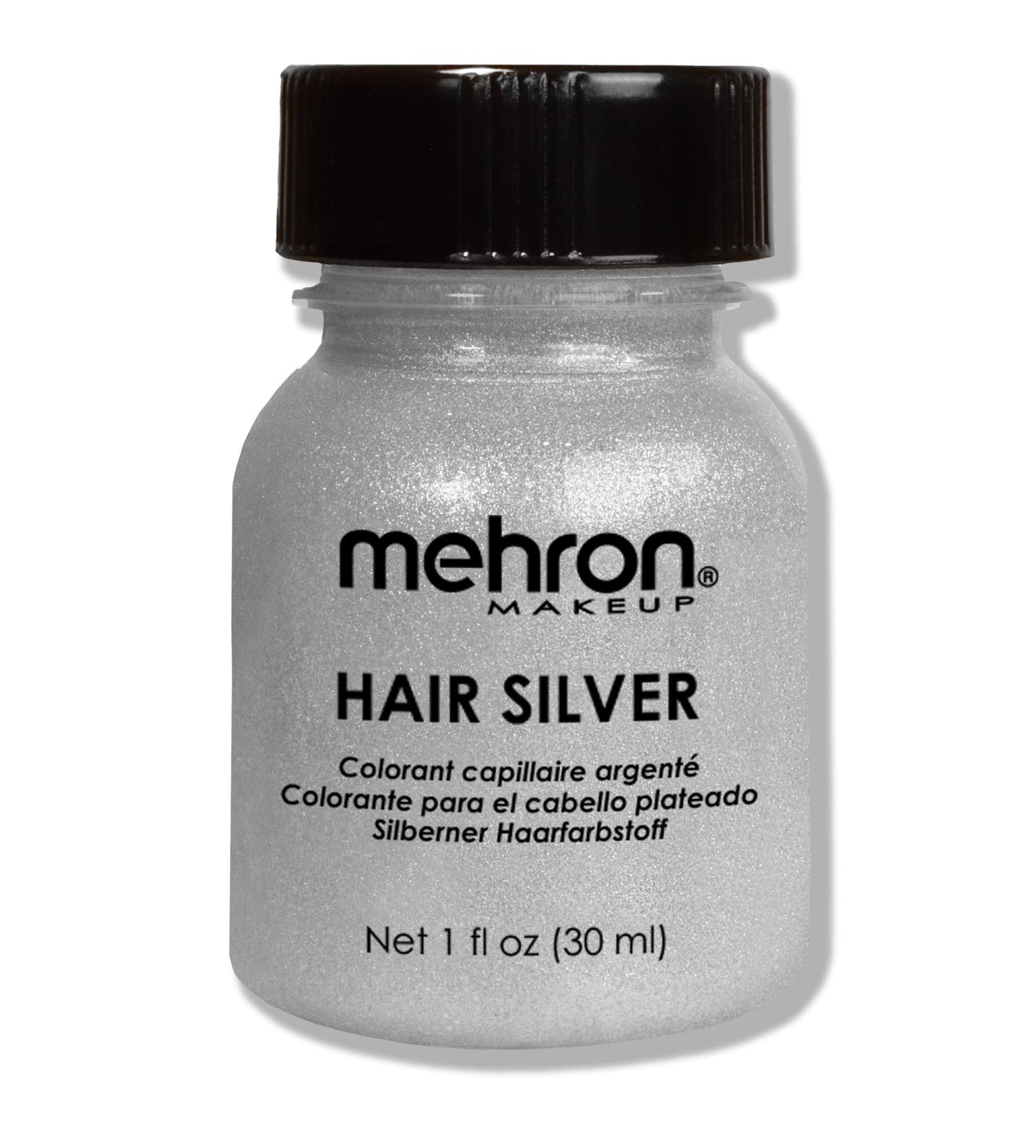 Mehron Makeup Hair Silver with Brush - 1 oz | Premium Hair Color for Special Effects & Costumes - Fast Worldwide Shipping - Buy Online on GoSupps.com