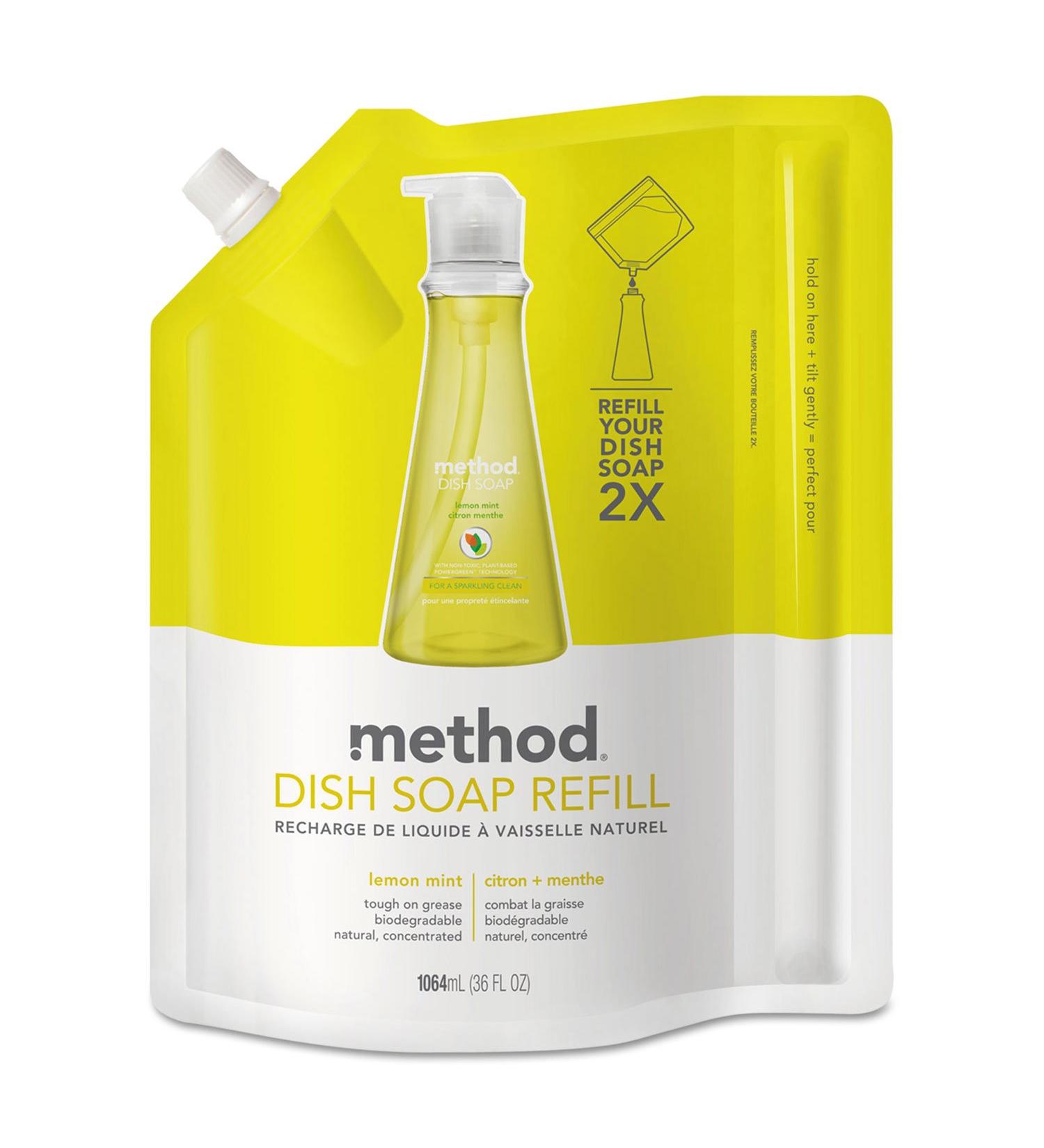 Method 01341 Dish Soap Refill Lemon Mint 36 oz Pouch 6/Carton