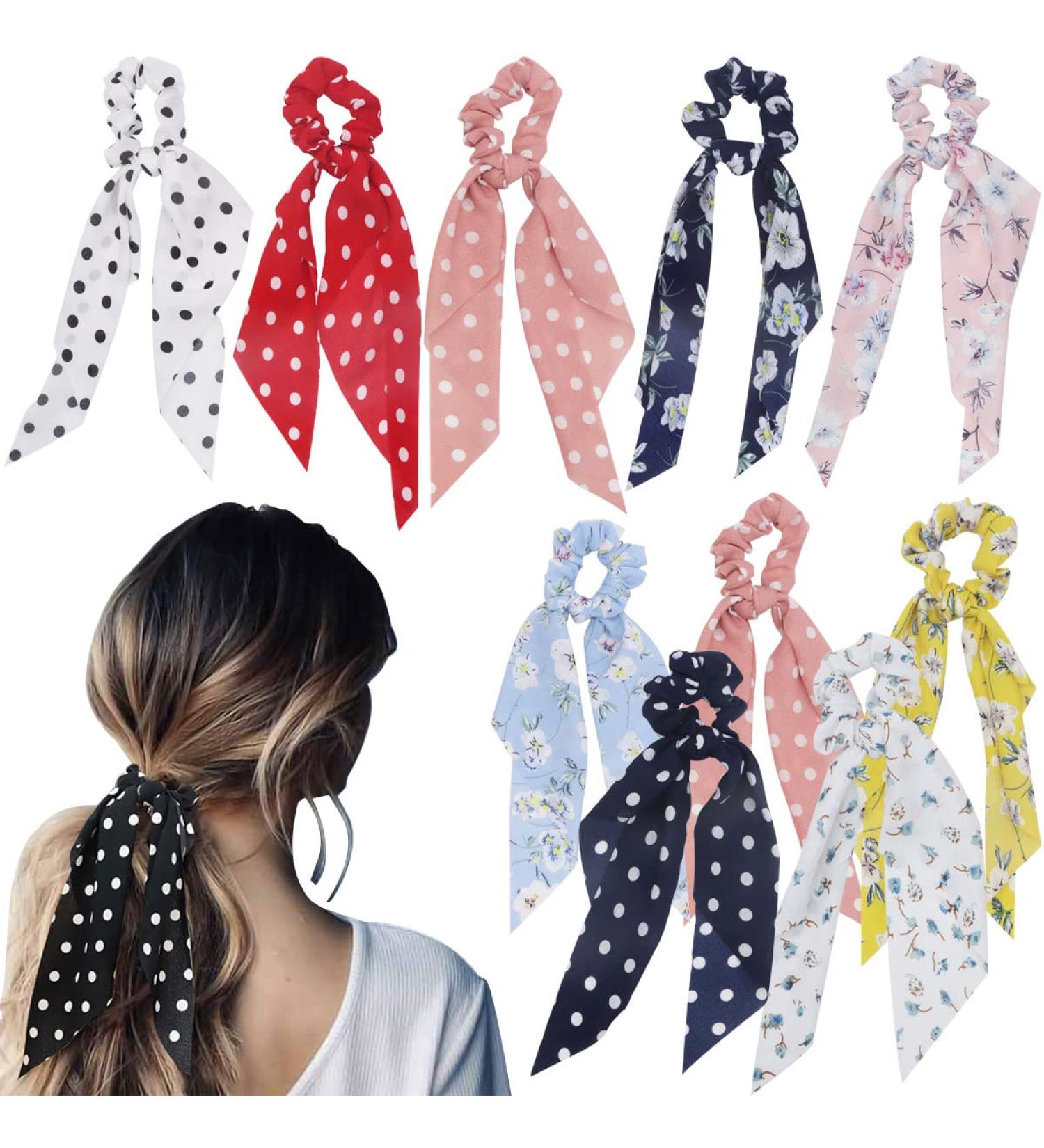FZBNSRKO 10 Pack Printed Flower Scrunchies Scarf - Floral Headband Ponytail Holders for Women and Girls - Buy Online on GoSupps.com