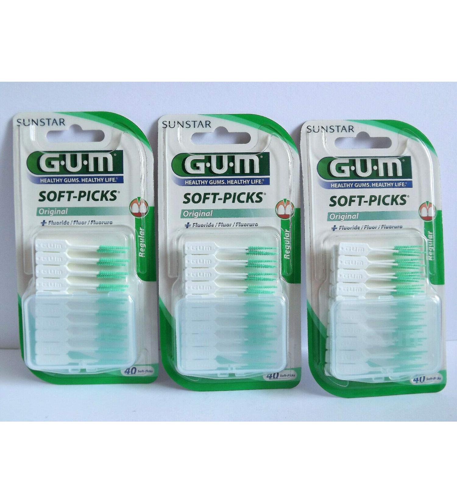 GUM Soft Picks Original Interdental Brushes - Value Pack of 3 (120 Pieces) | International Shipping Available - Buy Online on GoSupps.com