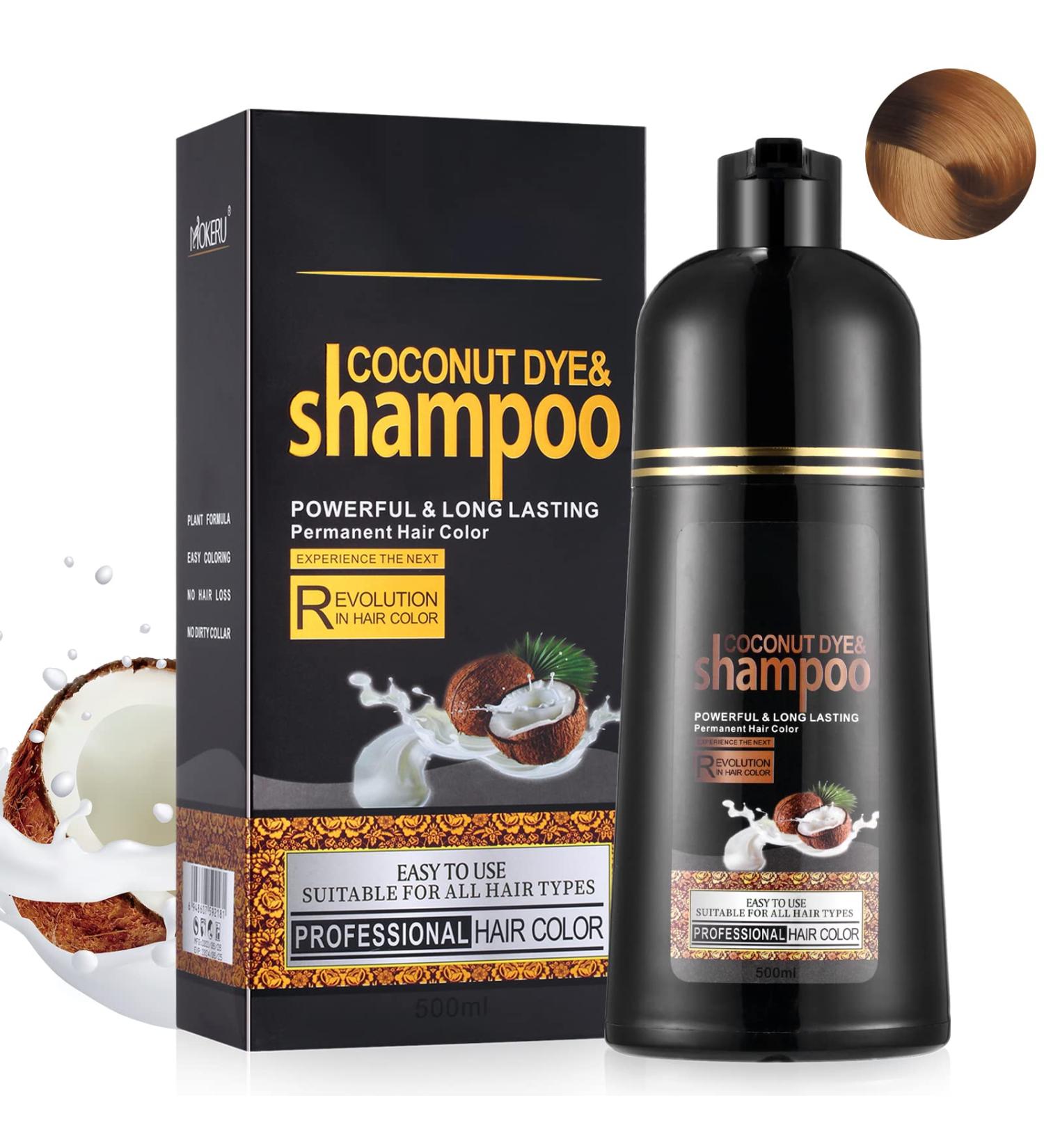 3-in-1 Coconut Hair Color Shampoo for Gray Coverage - Natural Light Brown Hair Dye (16.9 Fl Oz) - Buy Online on GoSupps.com