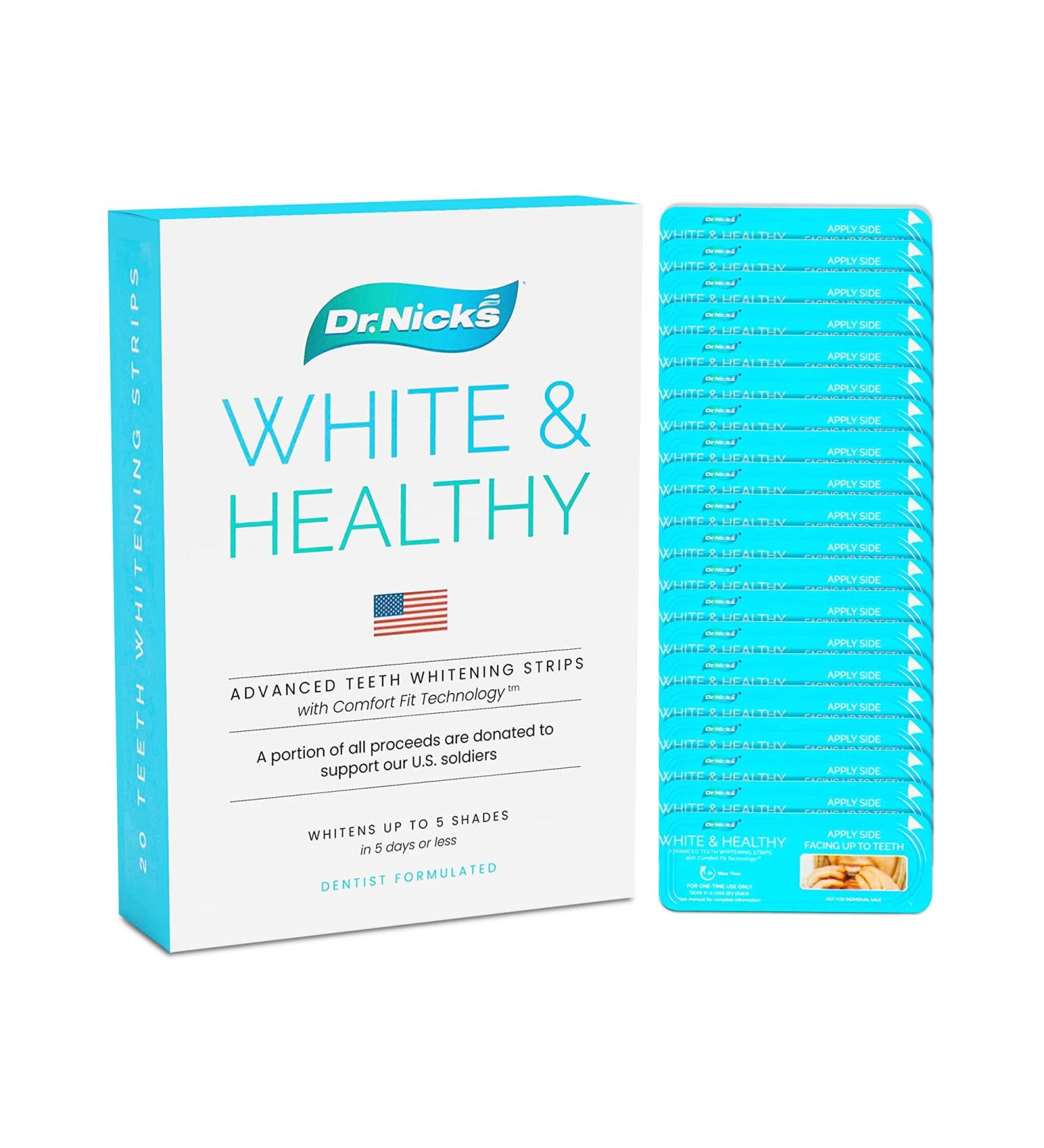 Dr. Nick's White & Healthy Professional Teeth Whitening Strips - 20 Treatments, Dentist Formulated for Sensitive Teeth - Buy Online on GoSupps.com