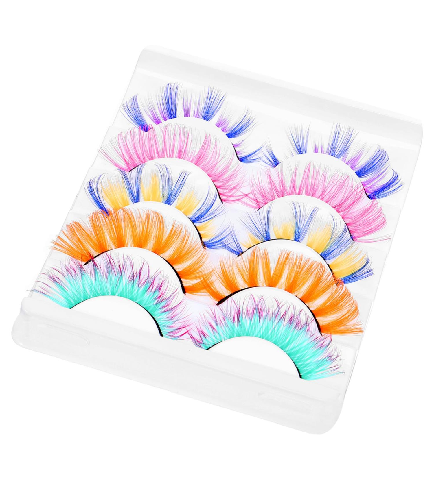 minkissy 5 Pairs Colored False Eyelashes Colored Cluster Lashes Colorful Lashes Winged Eyelashes Makeup Eye Lashes Carnival Party Eyelashes Makeup Tools Imitation Miss Fluffy - Buy Online on GoSupps.com