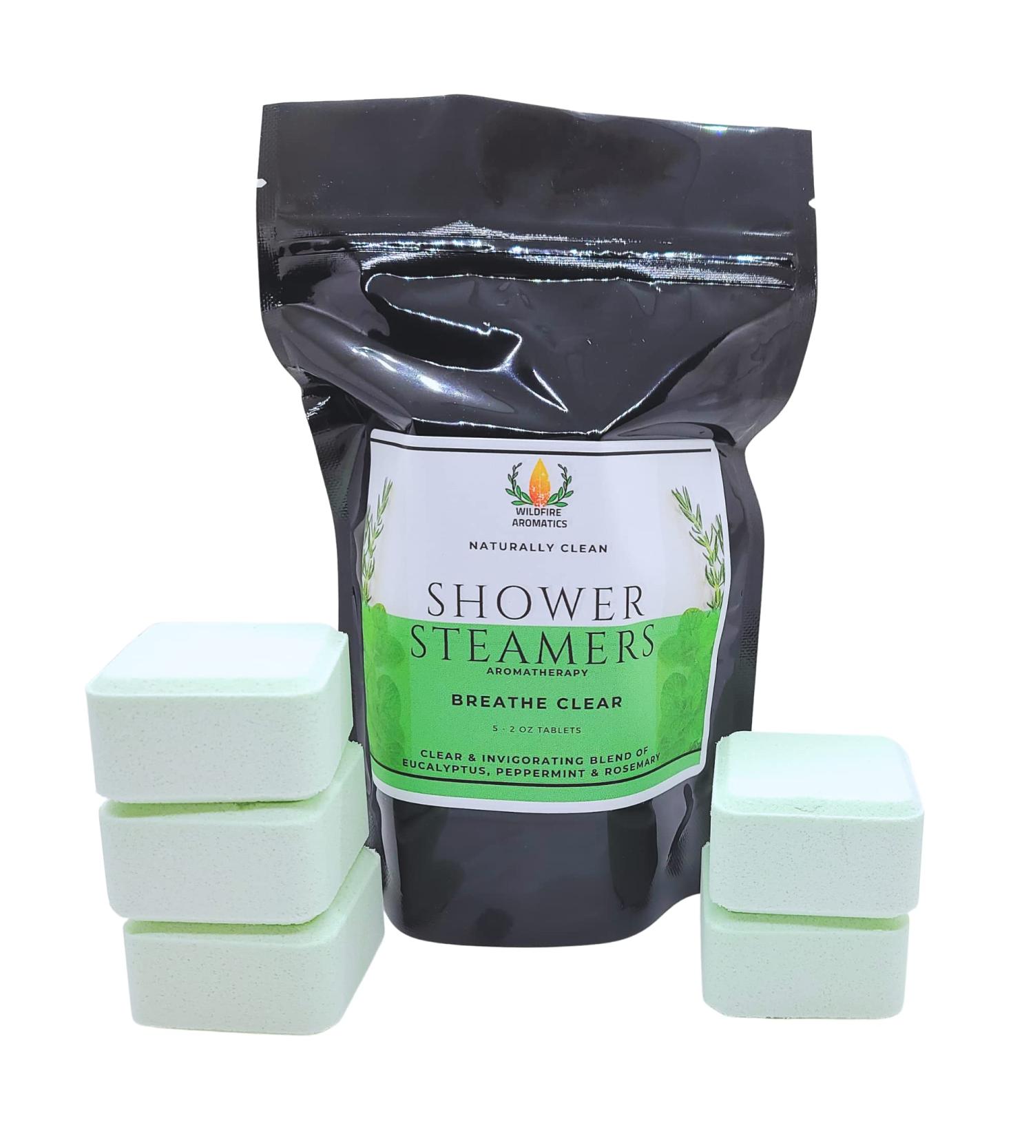 Breathe Clear Menthol Eucalyptus Peppermint Aromatherapy Shower Steamer 2 oz tab 5 count bag Wildfire Aromatics (1) - Buy Online on GoSupps.com