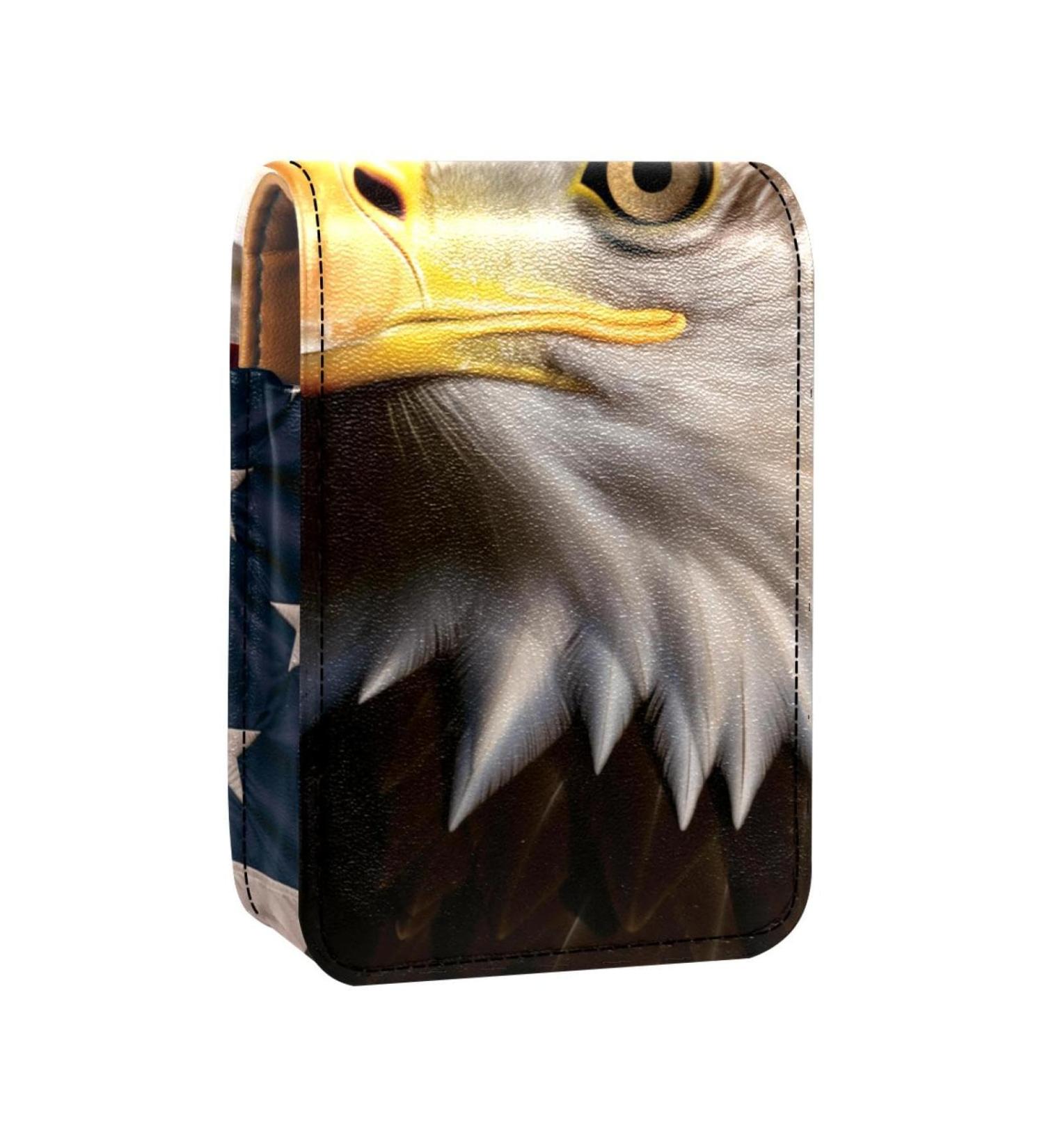 Travel Lipstick Organizer Case with Mirror | American Eagle Design | Portable Makeup Bag for International Shipping - Buy Online on GoSupps.com