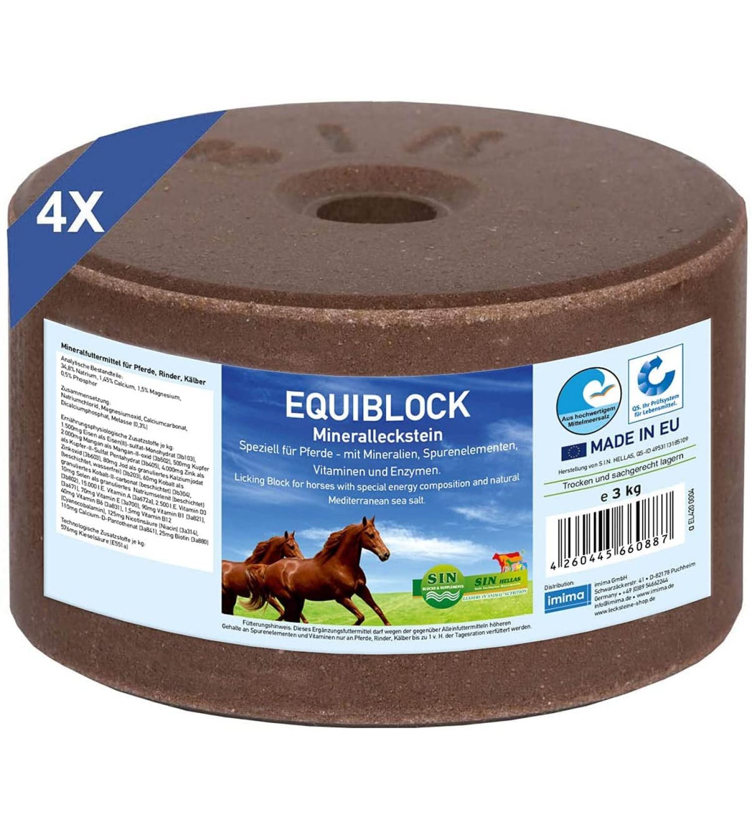imima EQUIBLOCK Mineral Lickstone Horse Lickstone Set 4 x 3 kg Lickstone for Horses Goats Game and Beef Salt Lickstone Mineral Stone - Buy Online on GoSupps.com