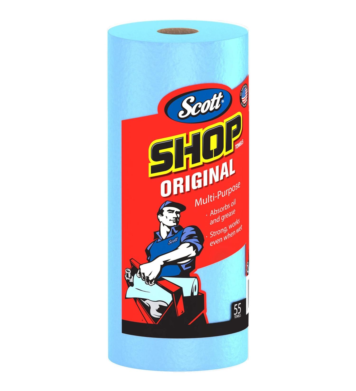 Kimberly-Clark Professional Logistics Supply 75130KC Scott Shop Towels Blue 11 plug X 10,4 plug (27,9cm X 26,4cm), 1 Roll, 55 Per Pack