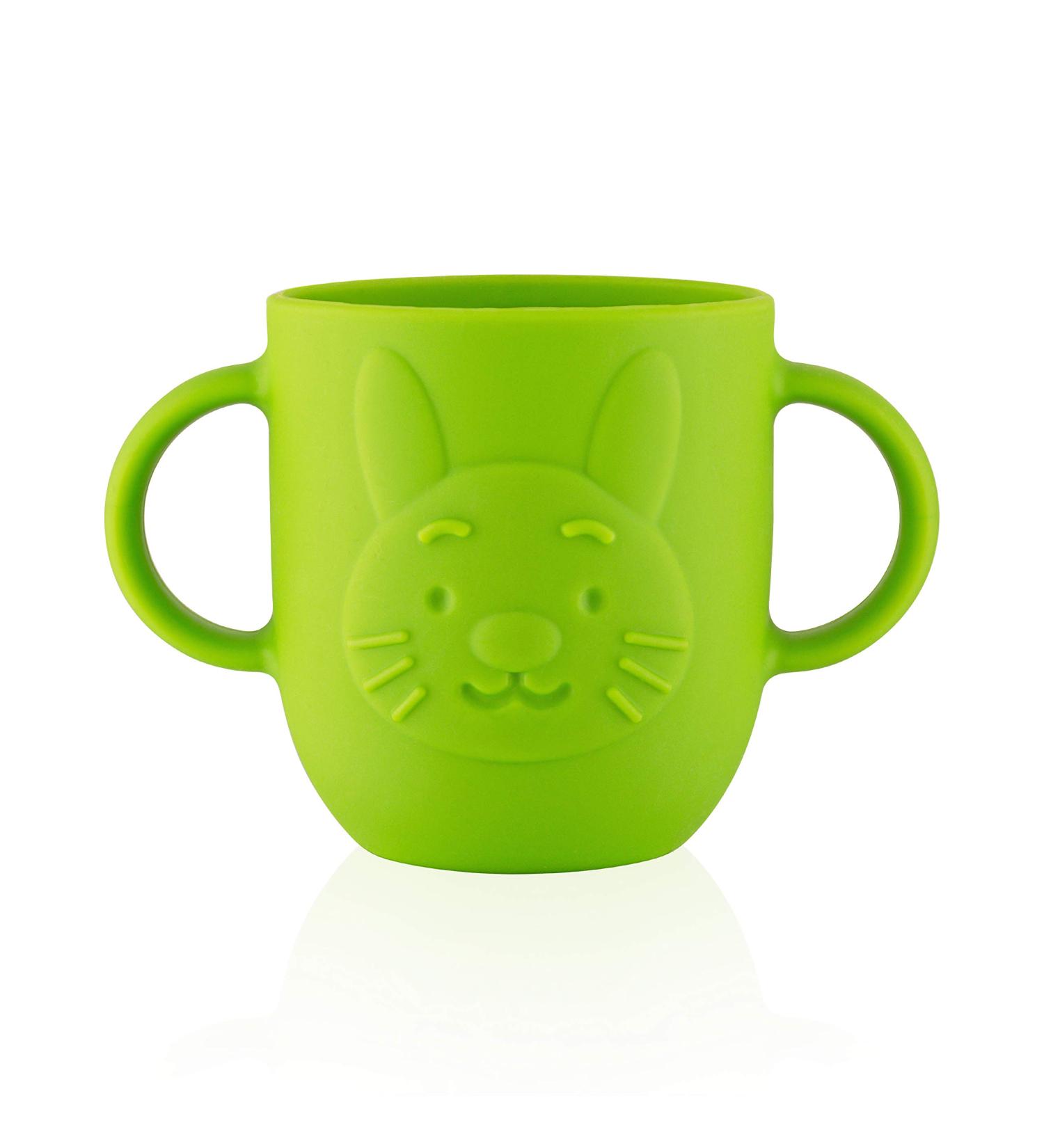 Baby Toddler Cup - Open Silicone Cup with Dual Handles - 250ml (8.45oz) - Green - Buy Online on GoSupps.com