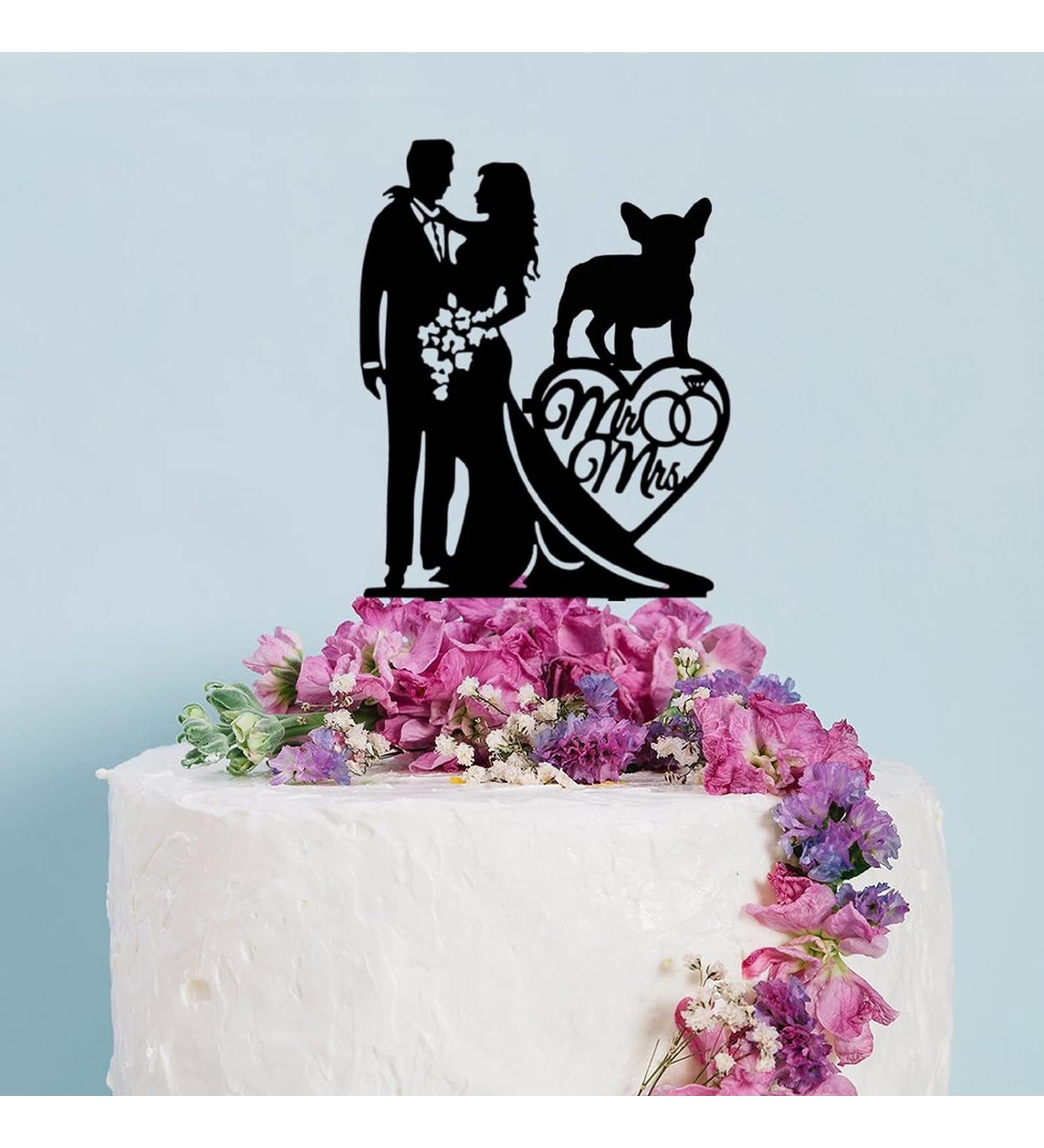 Couple Wedding Cake Topper Bride And Groom With French Bulldog Dog Cake Topper Custom Dog Pet Topper Personalized Wedding Topper Bride Cake Topper Gift for Wedding Anniversary - Buy Online on GoSupps.com