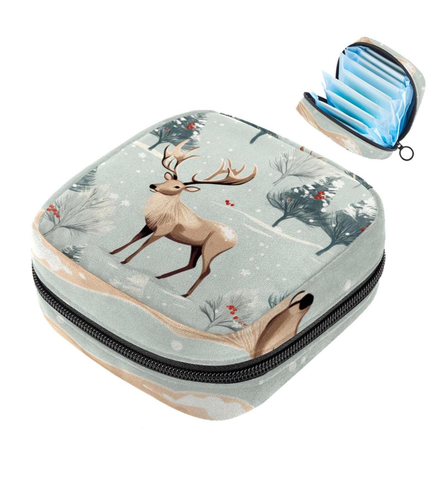 Muoooum Women's Bands Storage Bags - Portable Menstrual Cup First Period & Bandages for Teen Girls & Women - Christmas Forest Design - Buy Online on GoSupps.com