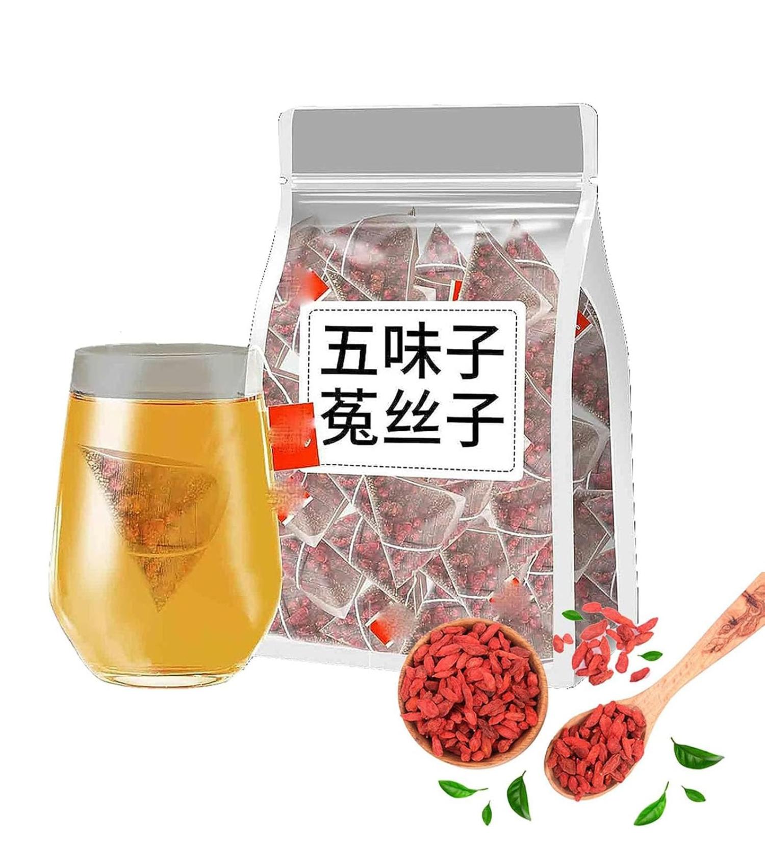  Men's Essentials Five Flavors Goji Berry Tea Five-Flavor Goji Berries Schisandra Dodder Tea Five Flavors Wolfberry Tea Health Liver Care Tea Essentials Pure Chinese Herbal Tea for Men (1Box) - Buy Online on GoSupps.com