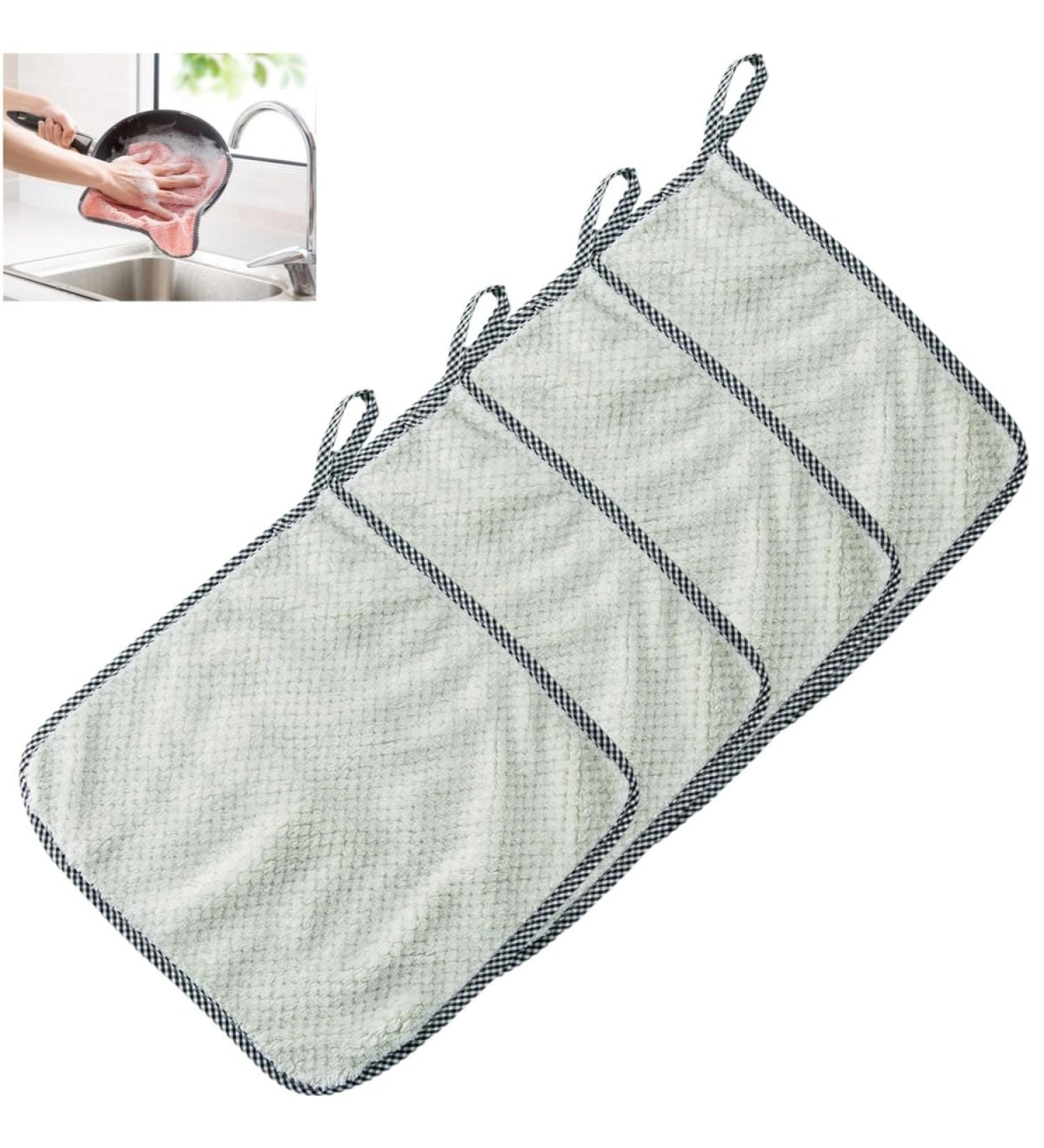 Classic kitchen cleaning cloth kitchen super absorbent dish towel super absorbent non-stick thick towel non-stick kitchen dish cloth towel household cleaning cloth Green - Buy Online on GoSupps.com
