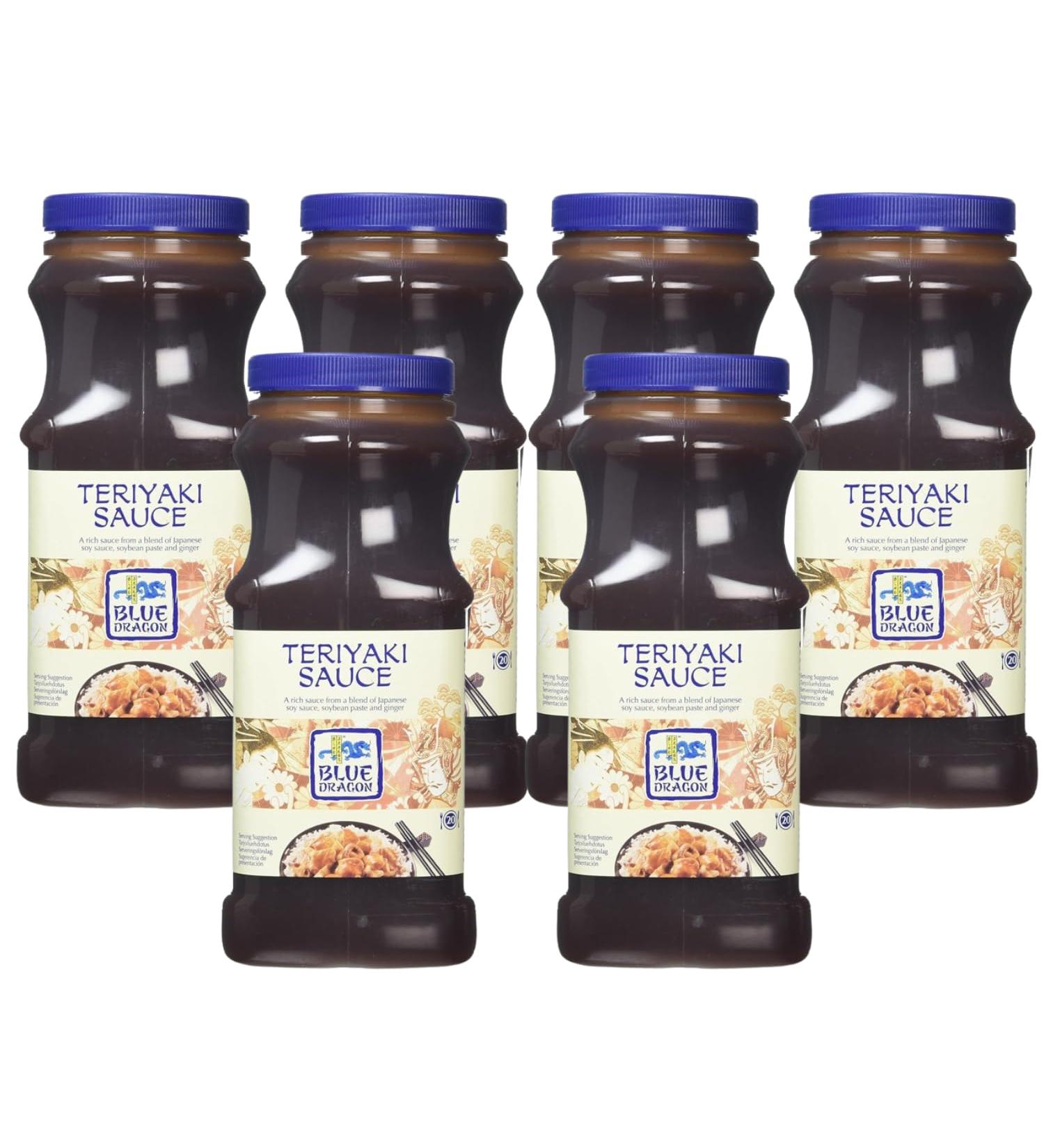 Teriyaki Sauce Blue Dragon 1 Litre | Sweet & Savoury Teriyaki-Noodles Marinade for Chicken Beef Salmon - Vegetables Gluten Free Vegan - Pack of 6 X 1 ltr - Buy Online on GoSupps.com