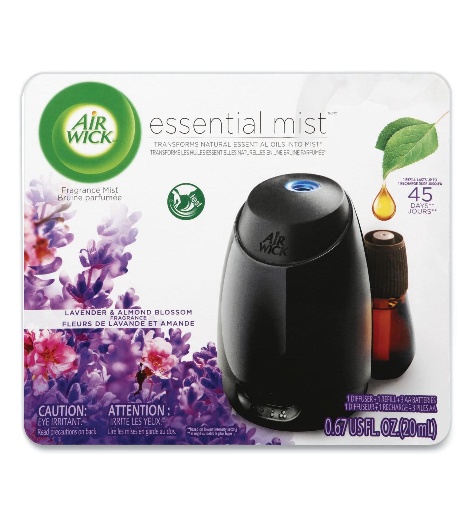 Air Wick 98576 Essential Mist Starter KIT Lavender and Almond Blossom 0.67 OZ 4/Carton