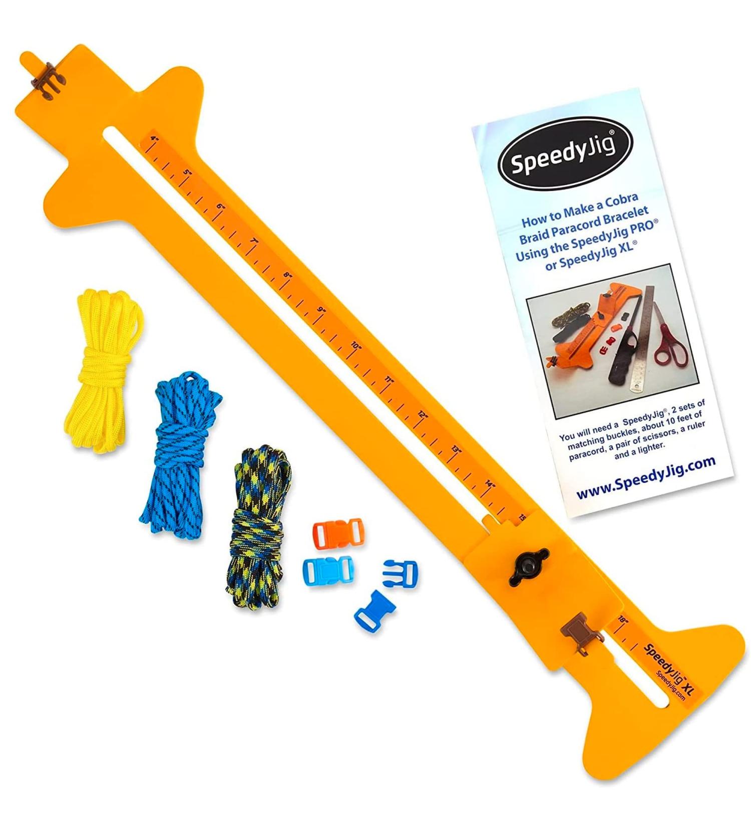 SpeedyJig XL Paracord Bracelet Kit & Jig | Adjustable Frame | Craft 4-18 Survival Bracelets, Jewelry, Keychains | USA Made Yellow XL - Buy Online on GoSupps.com