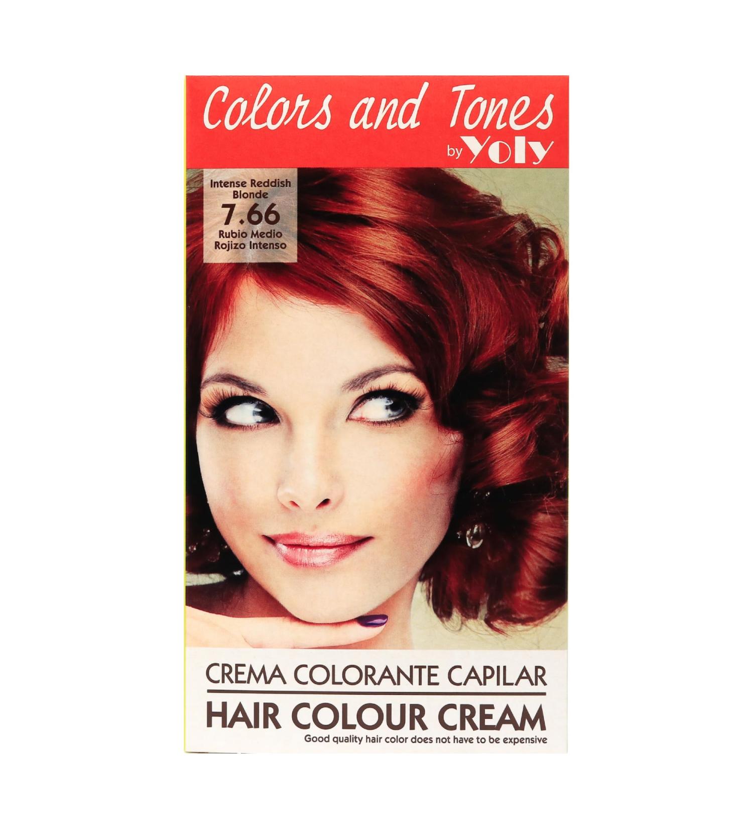 Yoly Color and Tones Permanent Hair Color Cream 7.66 - Intense Reddish Blonde - Vibrant Long-Lasting Shine - Easy Application - International Shipping Available - Buy Online on GoSupps.com