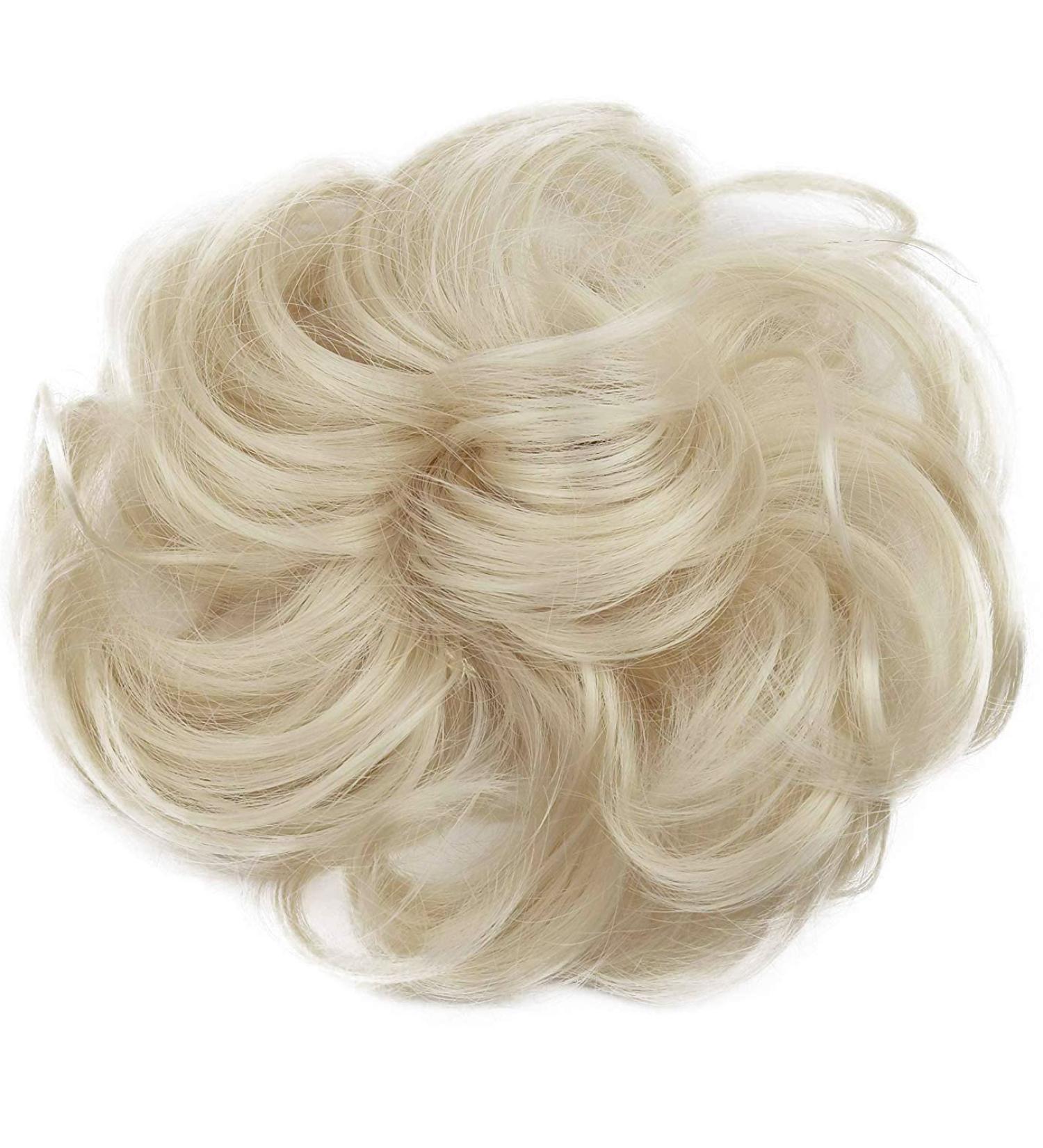 CAISHA Messy Scrunchie Bun Voluminous Wavy Hairpiece- Platinum Blonde #613 - Buy Online on GoSupps.com