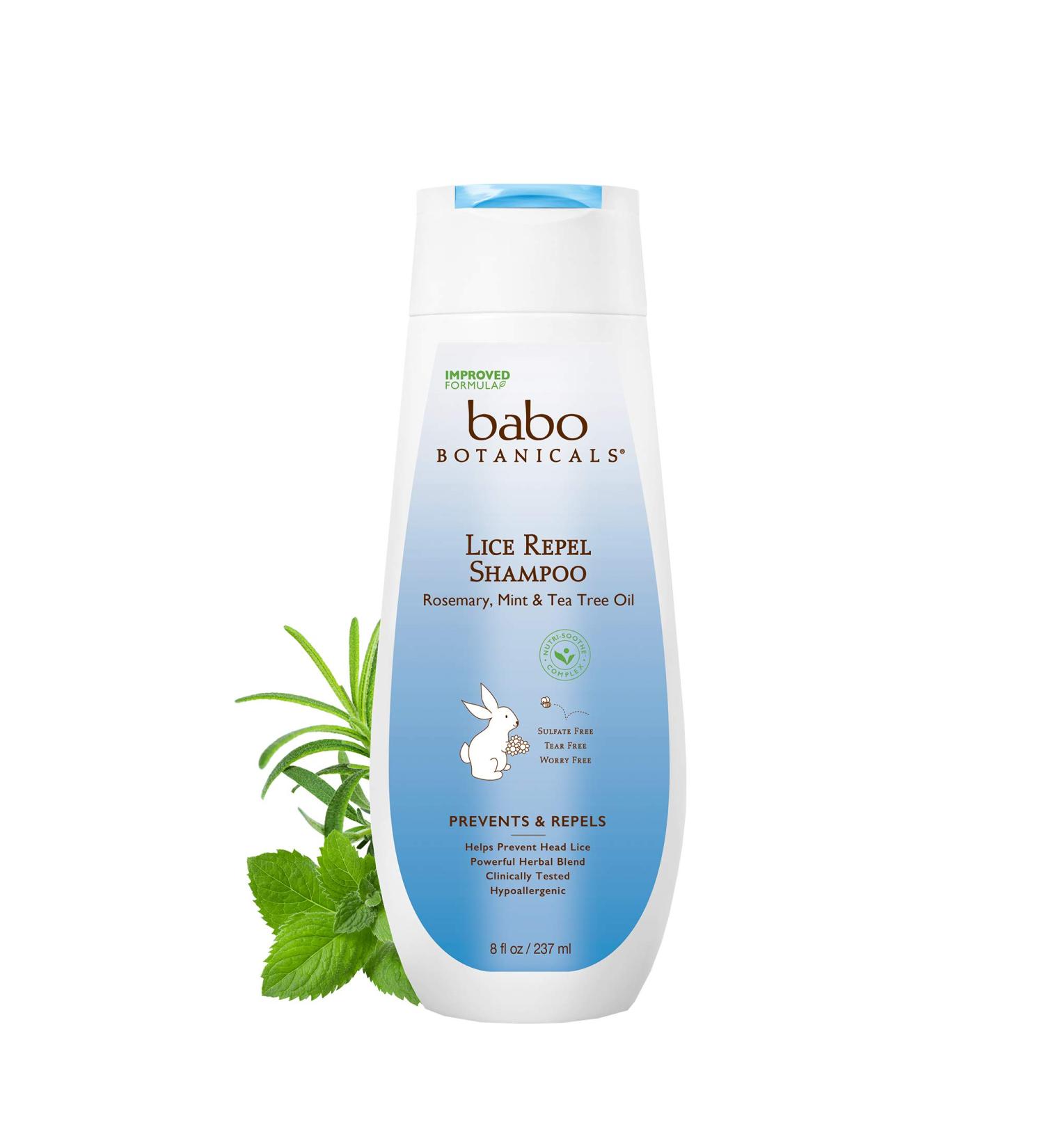 Babo Botanicals Lice Repel Shampoo - Rosemary & Tea Tree, 8 Fl Oz | Natural Lice Treatment - Buy Online on GoSupps.com