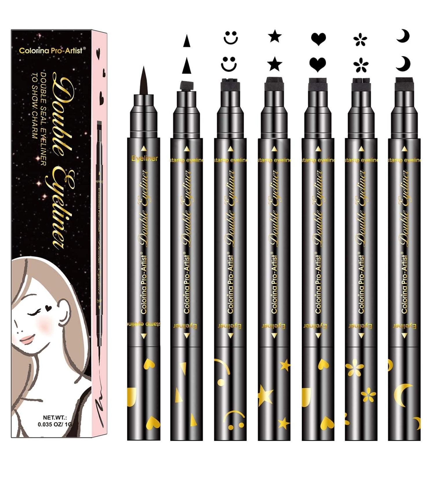 6-in-1 Waterproof Eyeliner Stamp Set | Long-Lasting Double Sided Eye Pencil with Heart, Moon, Star, Flowers Shapes | Super Slim Gel Tip with High Black Pigment | 6PCS - Buy Online on GoSupps.com