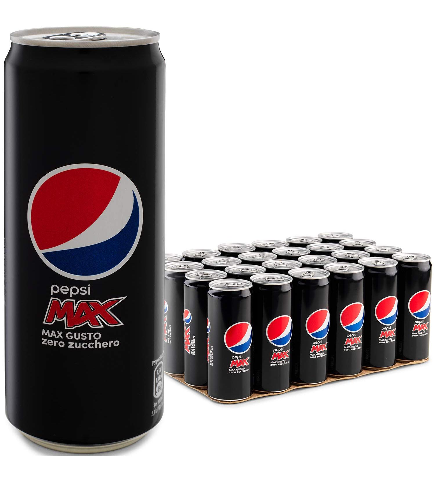 Pepsi Pepsi Max Cola Flavored Non-Alcoholic Drink Zero Sugar Pot Sleek Format de 24 x 0 33 L