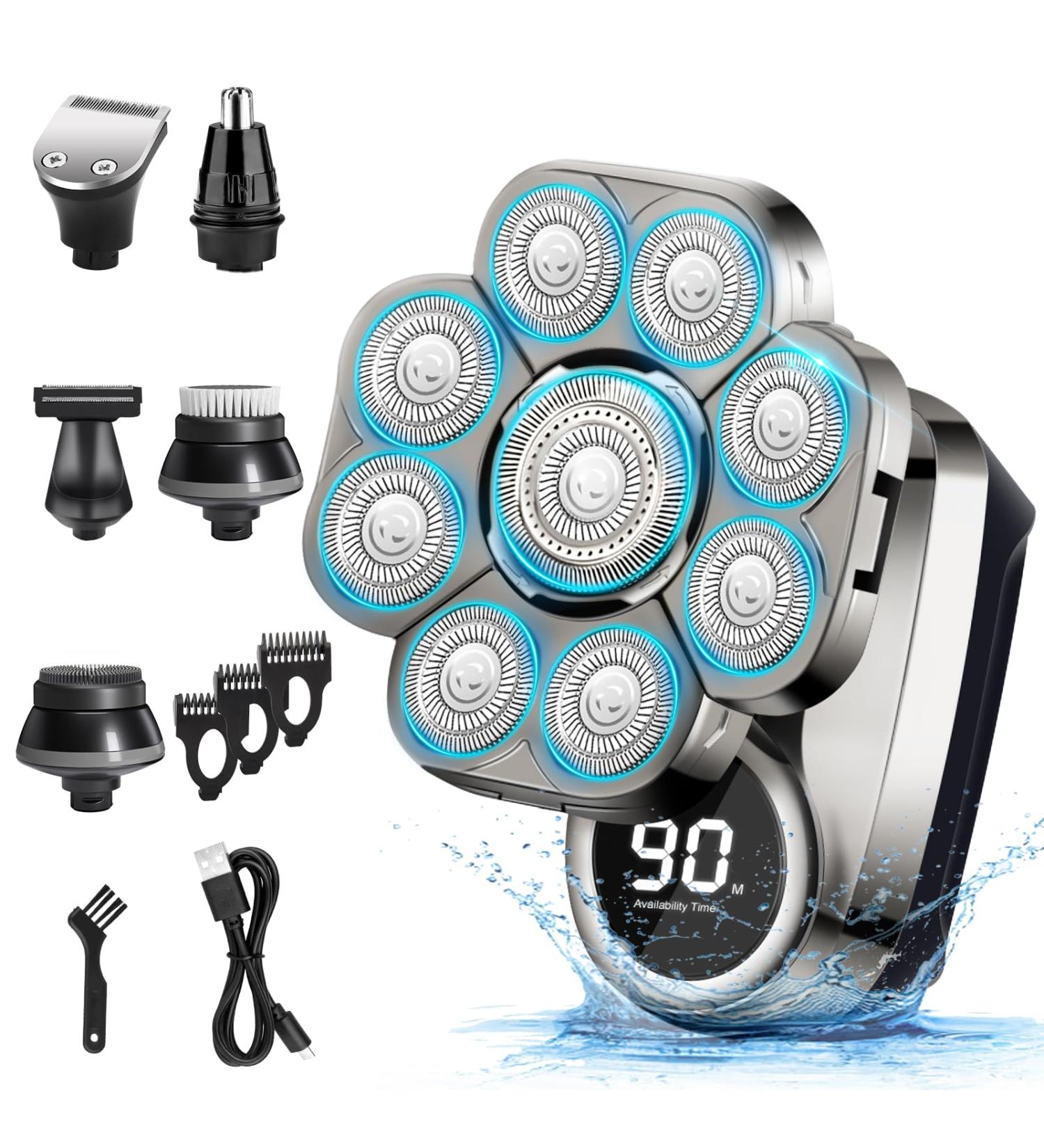 Head Shaver for Men - 9D Electric Razor IP67 Waterproof 6 in 1 Grooming Kit | Perfect Gift for Bald Heads - Buy Online on GoSupps.com
