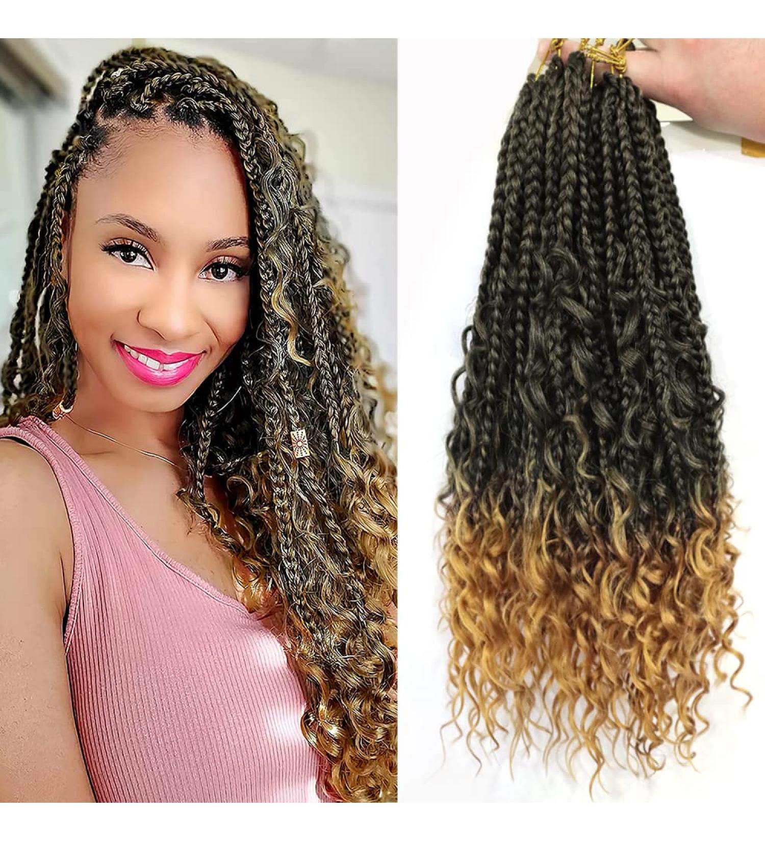 Ainimiu 14 Inch Goddess Box Braids Crochet Hair Bohomian Crochet Box Braids Curly Ends 8 Pack Crochet Braids Synthetic Braiding Hair Extension Black 14 Inch(Pack of 8) T27# - Buy Online on GoSupps.com