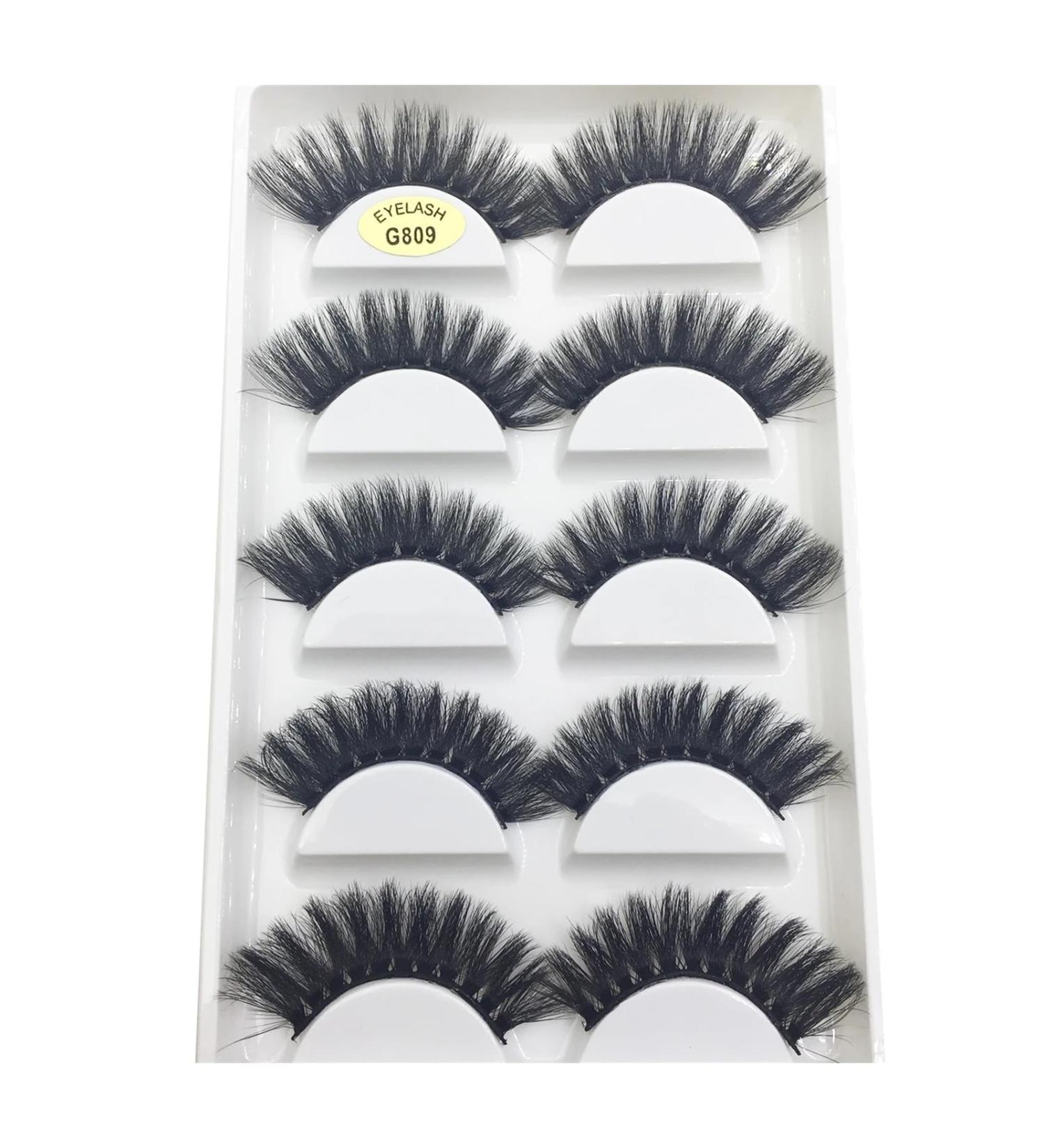 UAMOU 10/50 Boxes 5 Pairs 3D Mink False Eyelashes Soft Lashes Makeup Eyelash Faux Cils Cilios Maquiagem Cheerfully (Color : 5Pairs G809 Size : 100 Boxes 50 Pairs) - Buy Online on GoSupps.com