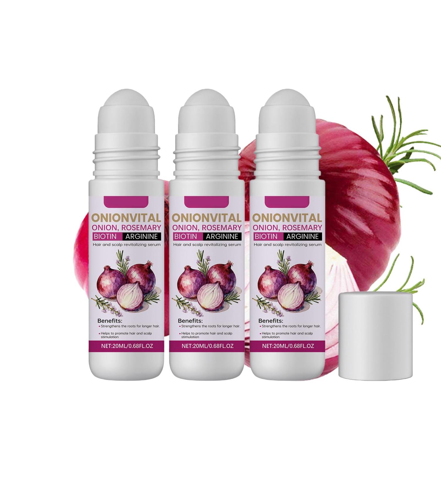S rum capillaire roll-on l'oignon Huile de romarin Onionvital pour la croissance des cheveux S rum revitalisant pour le cuir chevelu favorisant la croissance des cheveux Roll-on (3P) - Buy Online on GoSupps.com