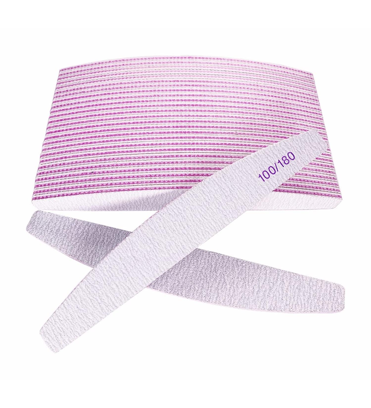 Nail Files (25 Pcs) 100/180 Grit Nail File Emery Board Bulk for Acrylic Nails and Natural Nails Limas para Unas Acrilicas Profesional Pack Filers for Gel Nail Double Sided Manicure Curved Gray 25 Pcs Halfmoon 100/180 G... - Buy Online on GoSupps.com