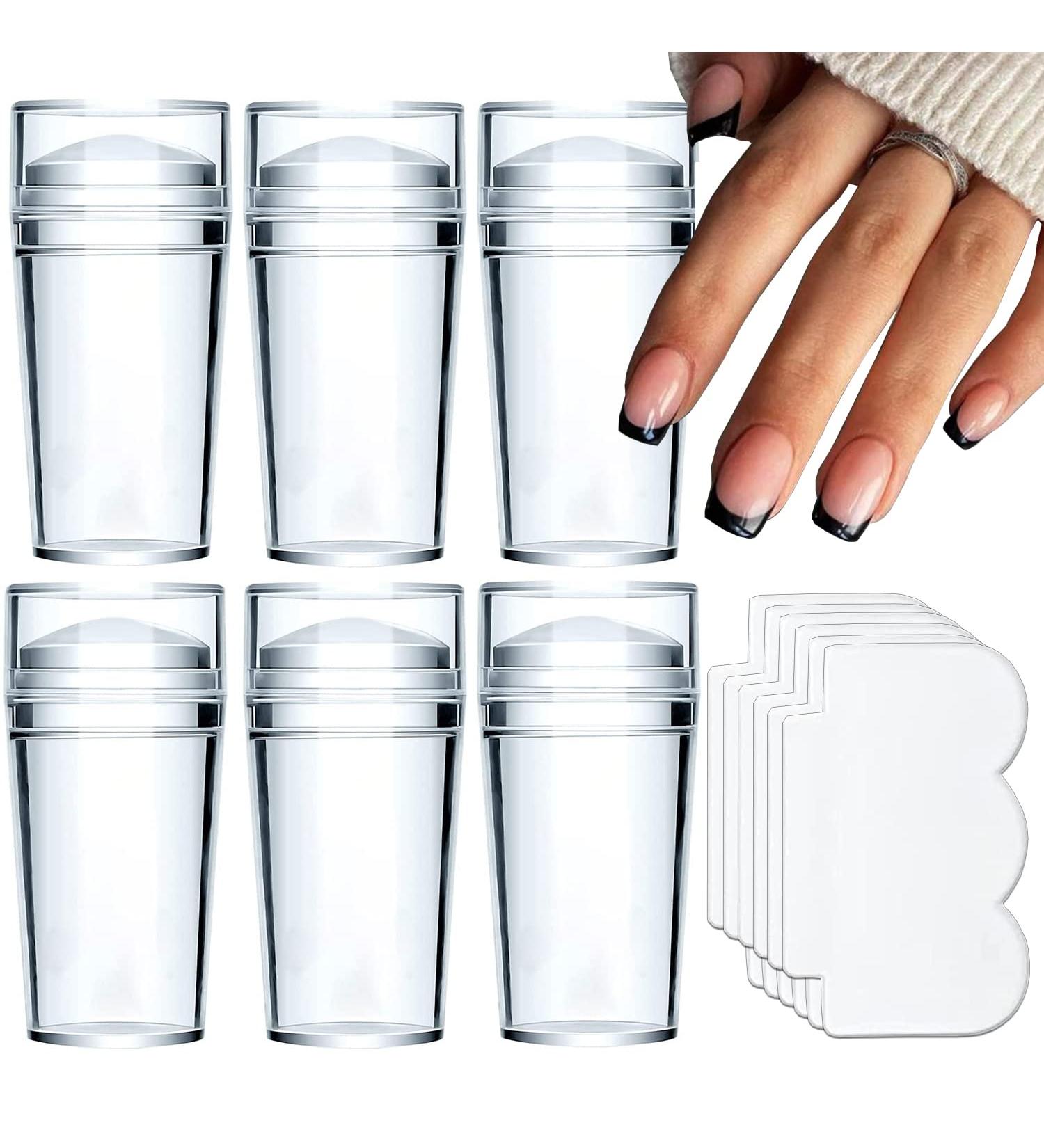6 Pcs French Tip Silicone Nail Art Stamper Kit with Scrapers - DIY Nail Stamping Tools for Women - Perfect Christmas Gift - Buy Online on GoSupps.com