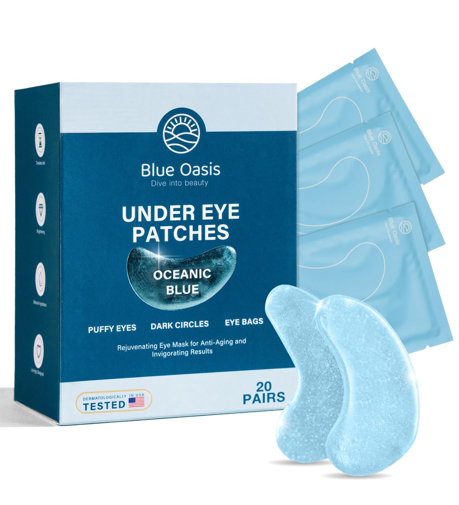 Blue Oasis Under Eye Patches - 20 Pairs for Puffy Eyes & Dark Circles | Hydrating Gel Pads with Hyaluronic Acid & Collagen | Perfect Spa Gift for Women - Buy Online on GoSupps.com