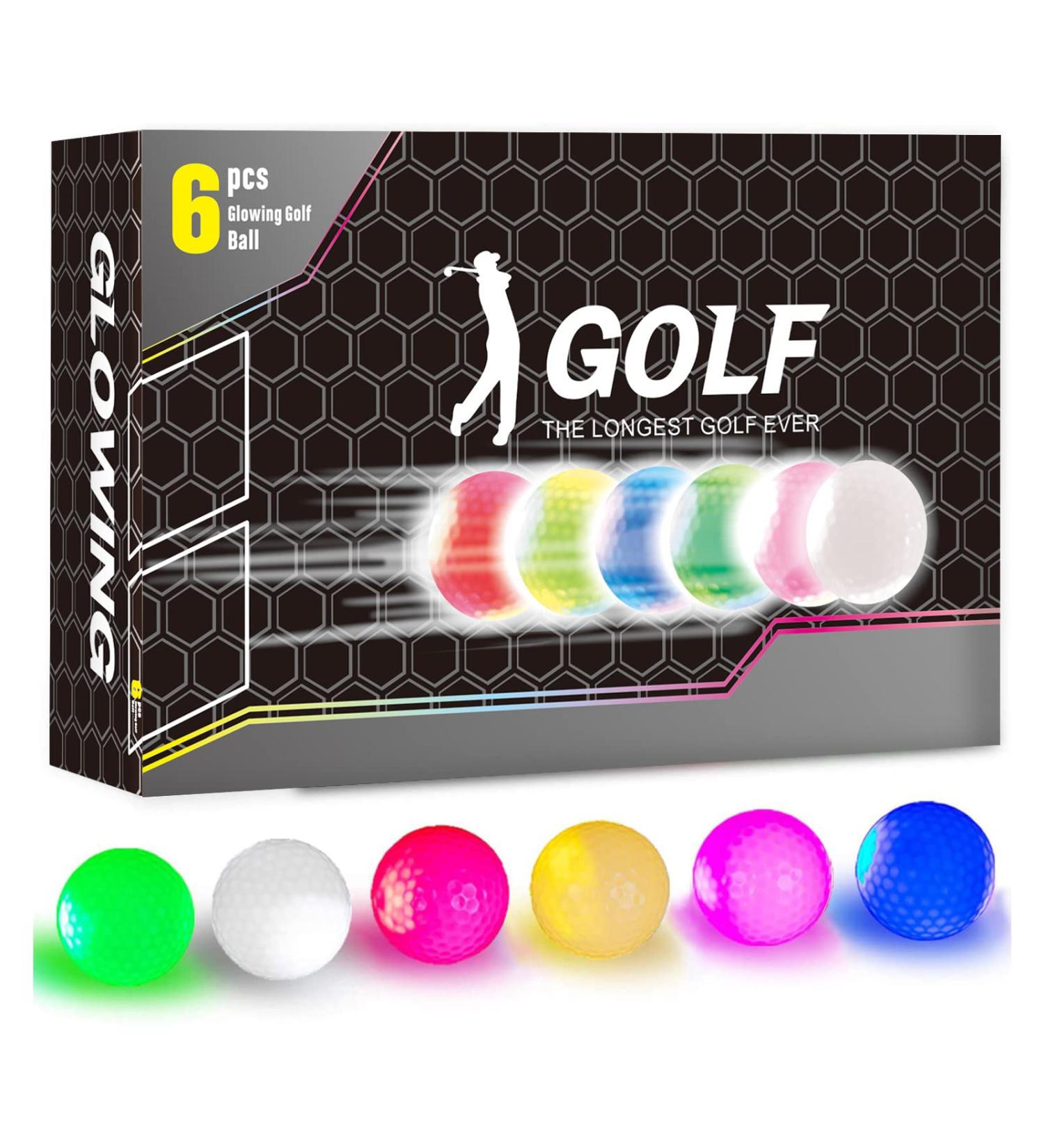 Glow in The Dark Golf Balls - Long Distance LED Night Glowing Colored Balls for Men, Women, and Children (6 Colors) - Buy Online on GoSupps.com