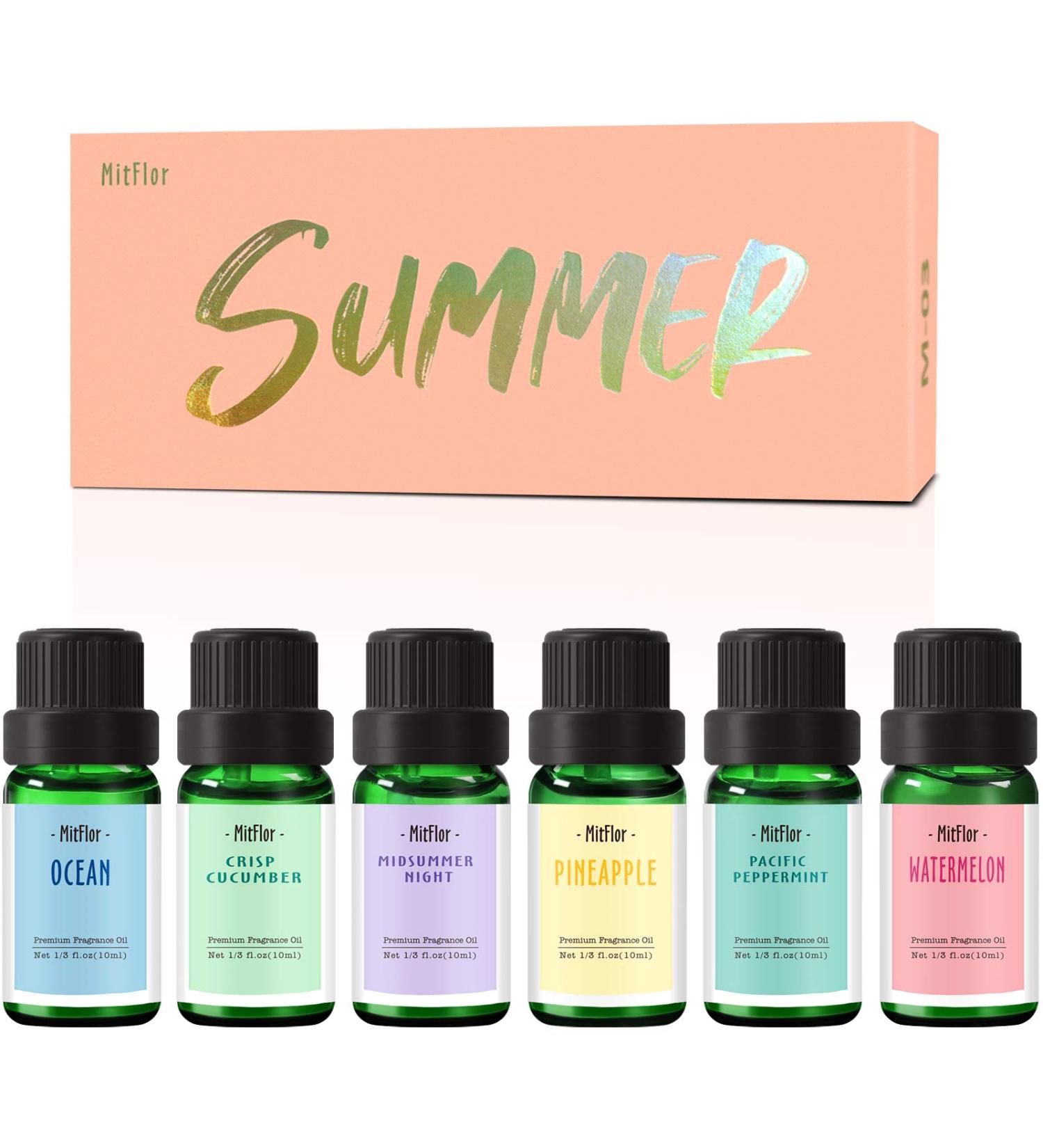 MitFlor Summer Fragrance Oil Gift Set - Ocean, Midsummer Night, Pineapple Scents - 6x10ml for Diffuser, Soap & Candle Making - Buy Online on GoSupps.com