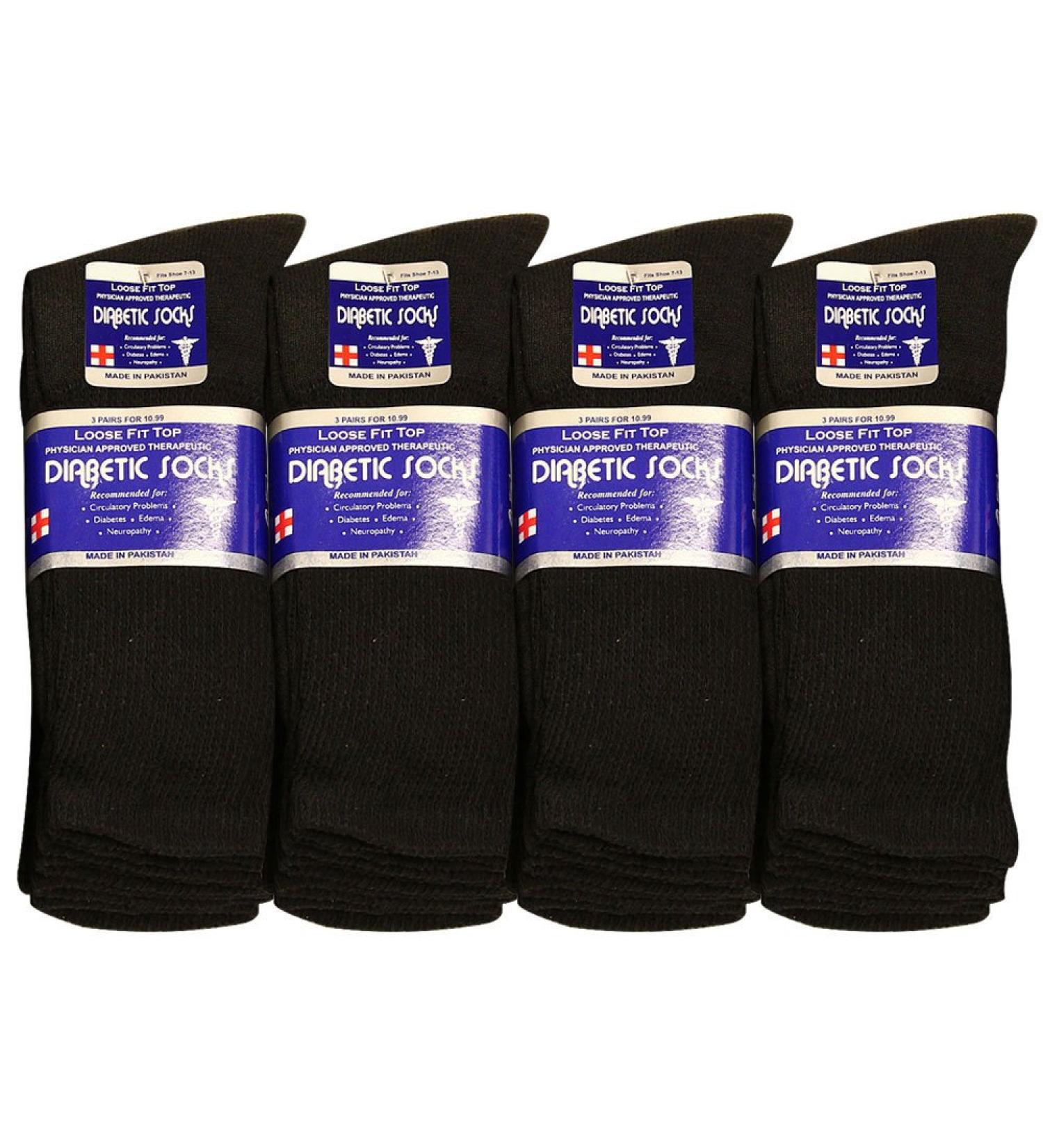 Physicians Approved Diabetic Socks Crew Unisex 12-Pack 10-13 Black - Falari - Buy Online on GoSupps.com