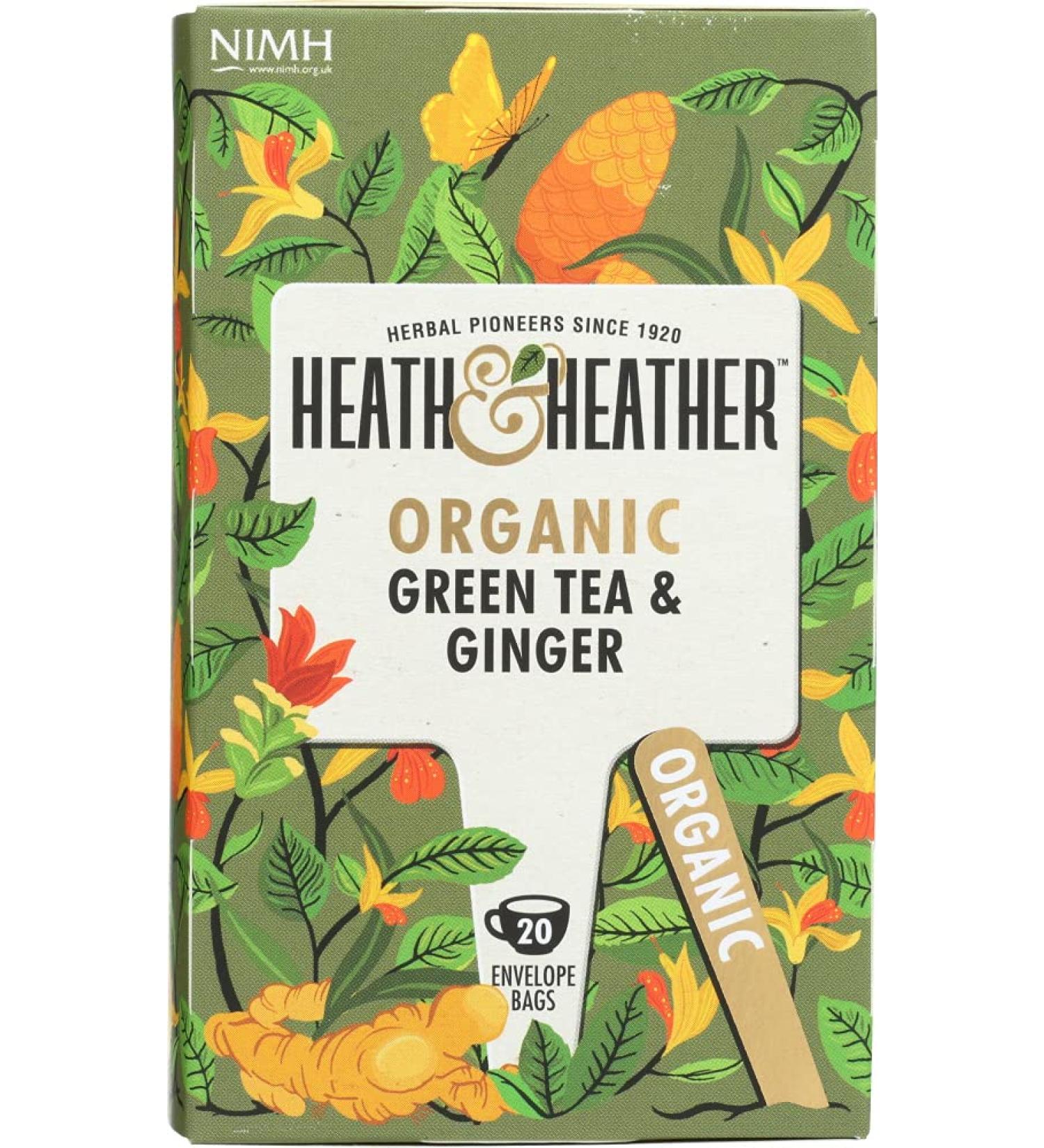 HEATH & HEATHER Organic Green Tea & Ginger | 20 Tea Bags | Natural Wellness - Buy Online on GoSupps.com