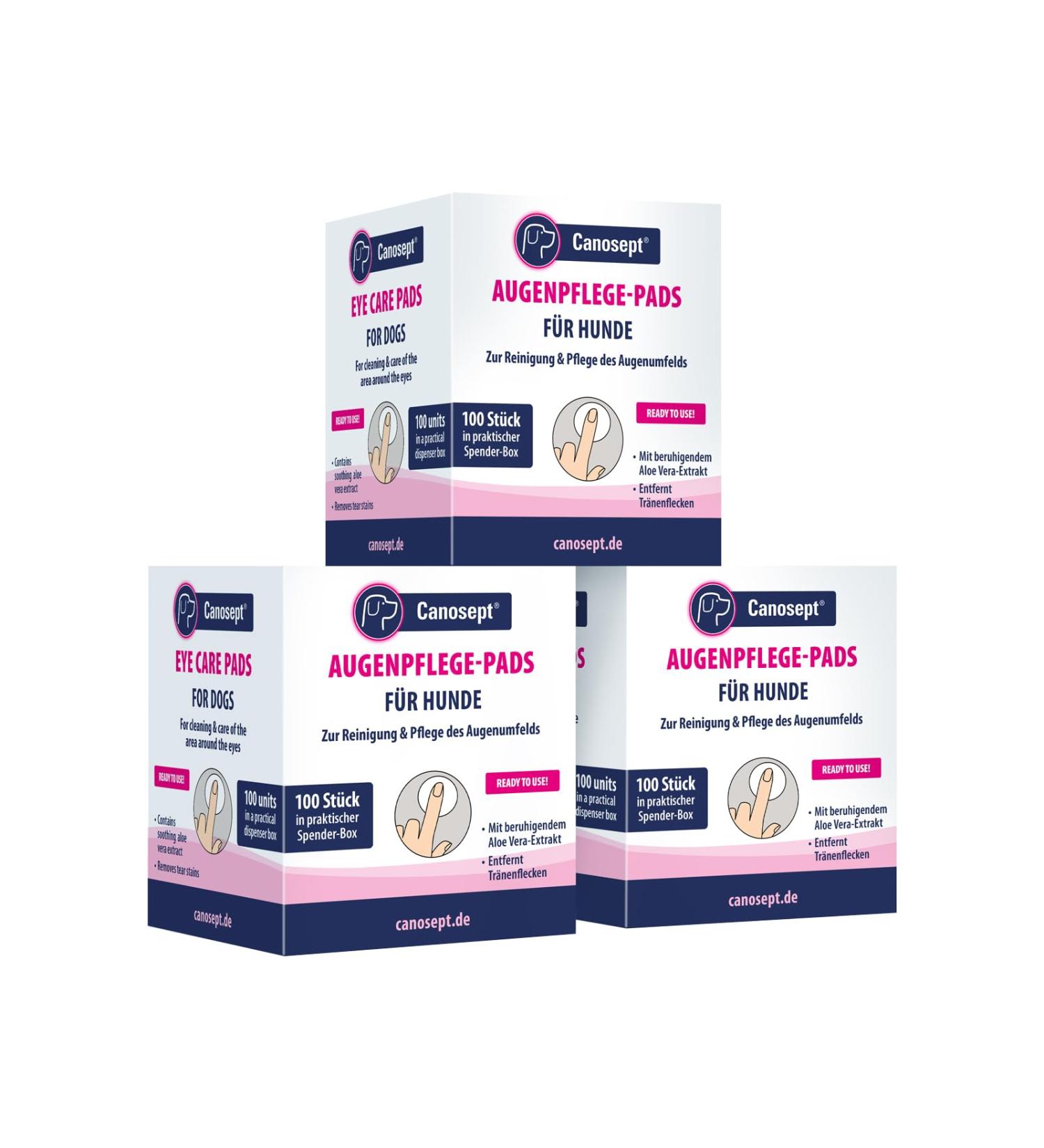 Canosept Eye Care Finger Pads for Dogs - Tear Stain Remover & Eye Cleaner with Aloe Vera - 300 Gentle Care Pads - Buy Online on GoSupps.com