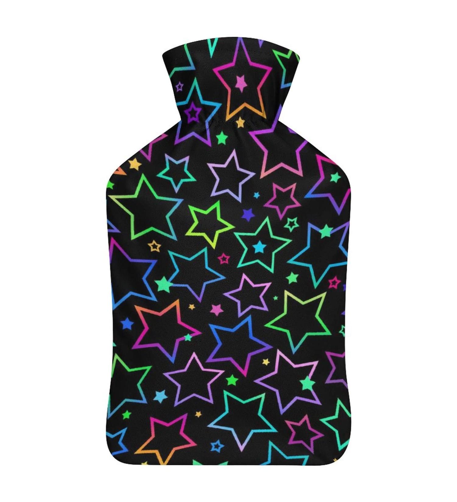 Colorful Stars Hot Water Bottle with Plush Cover - Hand Warmer for Adults & Children (26.5x15.3cm) - Shop Internationally! - Buy Online on GoSupps.com