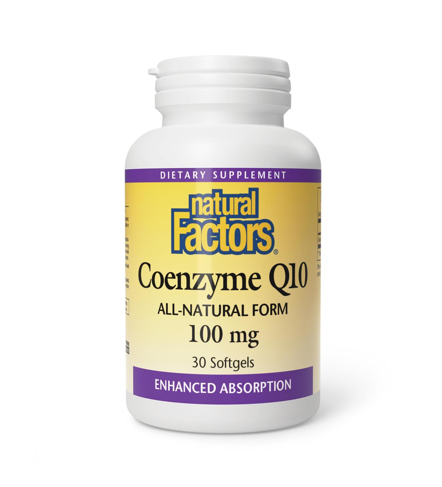 Natural Factors Coenzyme Q10 - Antioxidant Support Supplement Supports Cellular Energy Production - Better Absorption Aids Healthy Heart Function - 100 mg 60 Softgels (60 Servings) - Buy Online on GoSupps.com