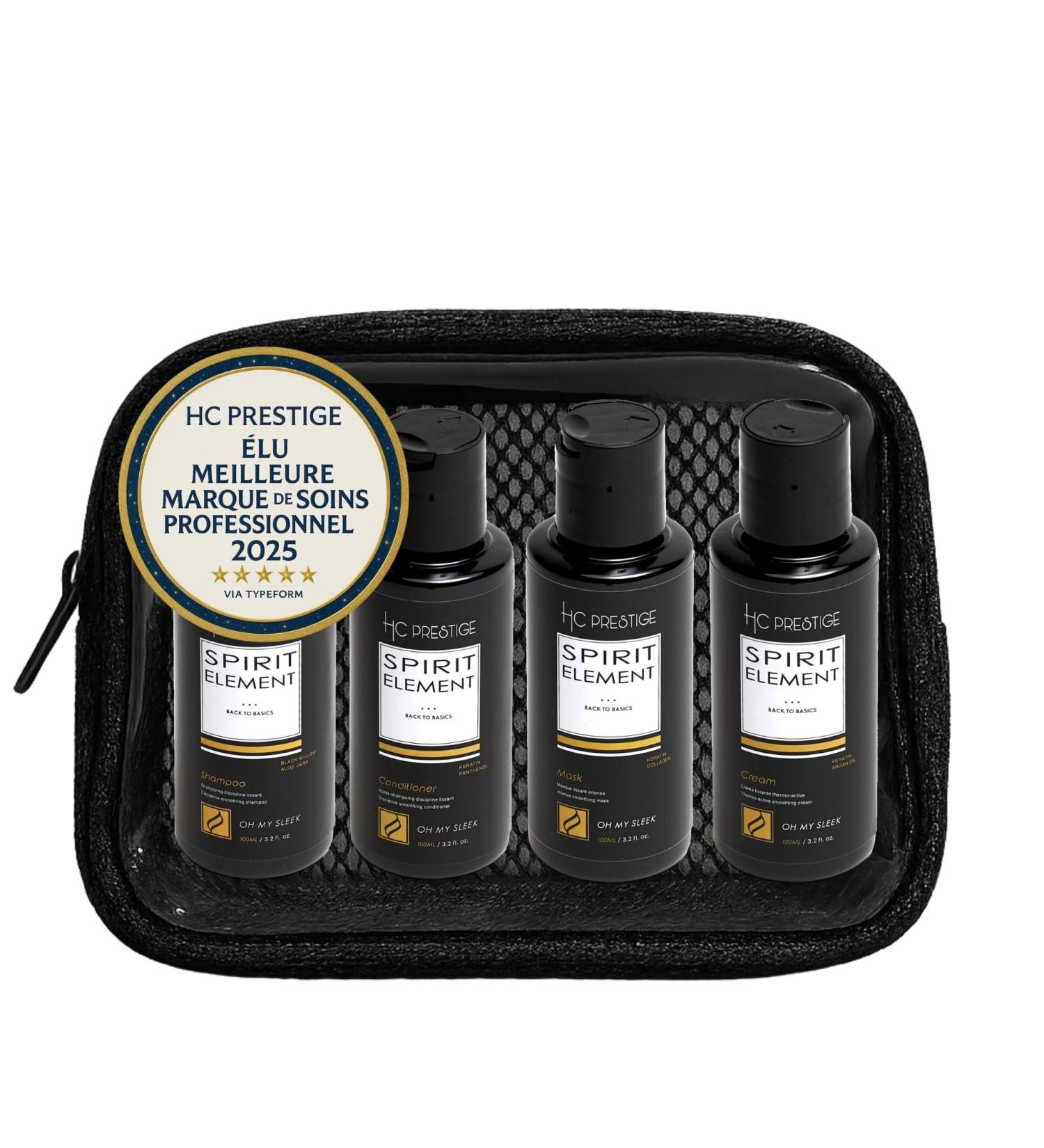Oh My Sleek Kit Routine Lissante Cheveux 4x100ml Shampoing Apr s-Shampoing Masque & Cr me Thermo Brillance Anti-Frisottis Sans Sulfate Vegan Made in France Lissante Trousse de Voyage - Buy Online on GoSupps.com