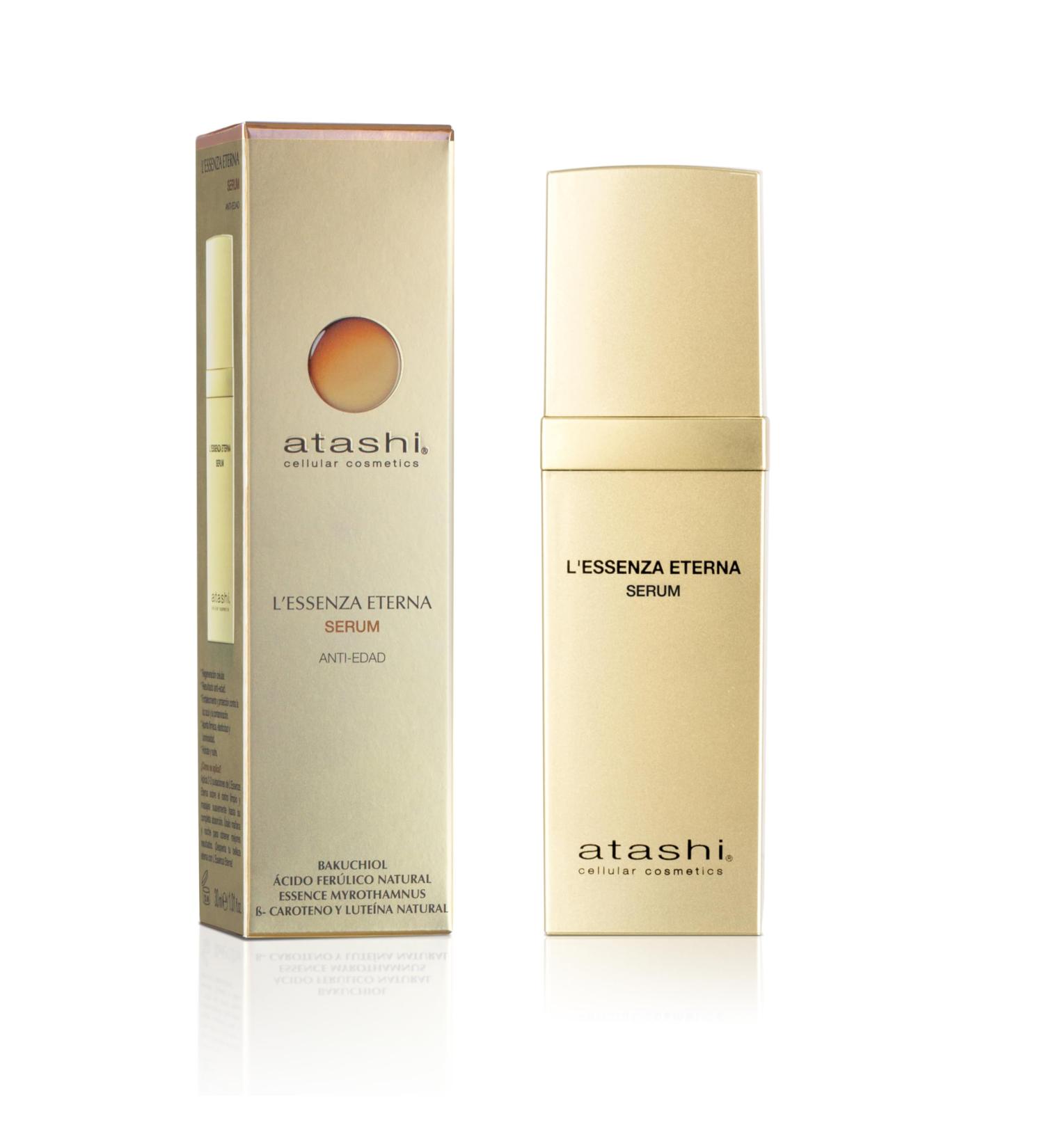  atashi Atashi | L'Essenza Eterna | Regenerating Anti-Aging Serum Booster | Anti-Wrinkle Antioxidant Nourishing and Protection against Blue Light and WIFI | With Bakuchiol and Ferullic Acid | 30 ml - Buy Online on GoSupps.com