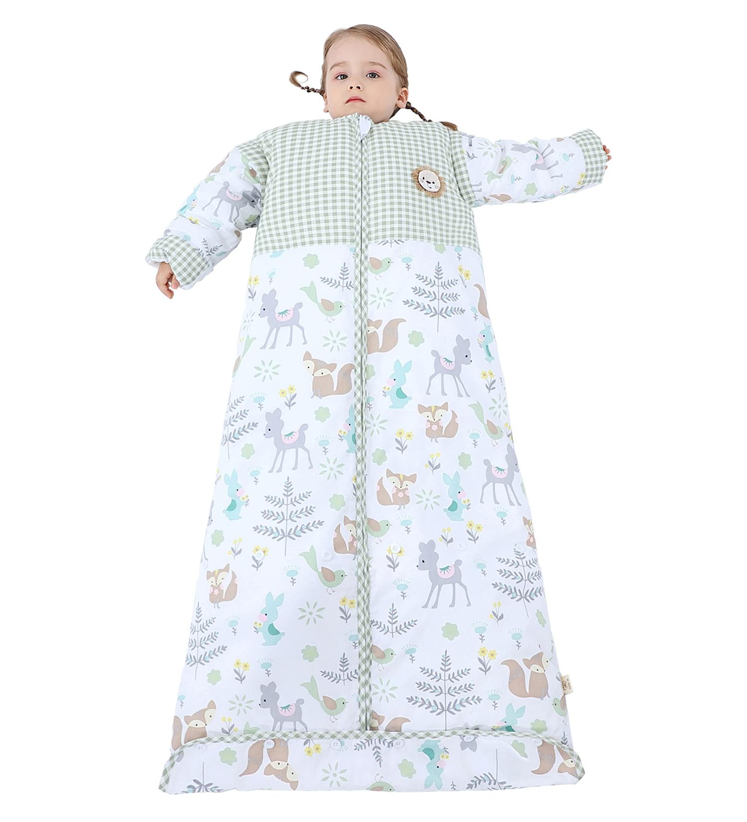 Chilsuessy Toddler Sleeping Bag 2.5 Tog/Dream Forest 120cm - Winter Wearable Blanket for Kids, Adjustable Length, Removable Sleeves - Boys Girls 3-6 Years - Buy Online on GoSupps.com
