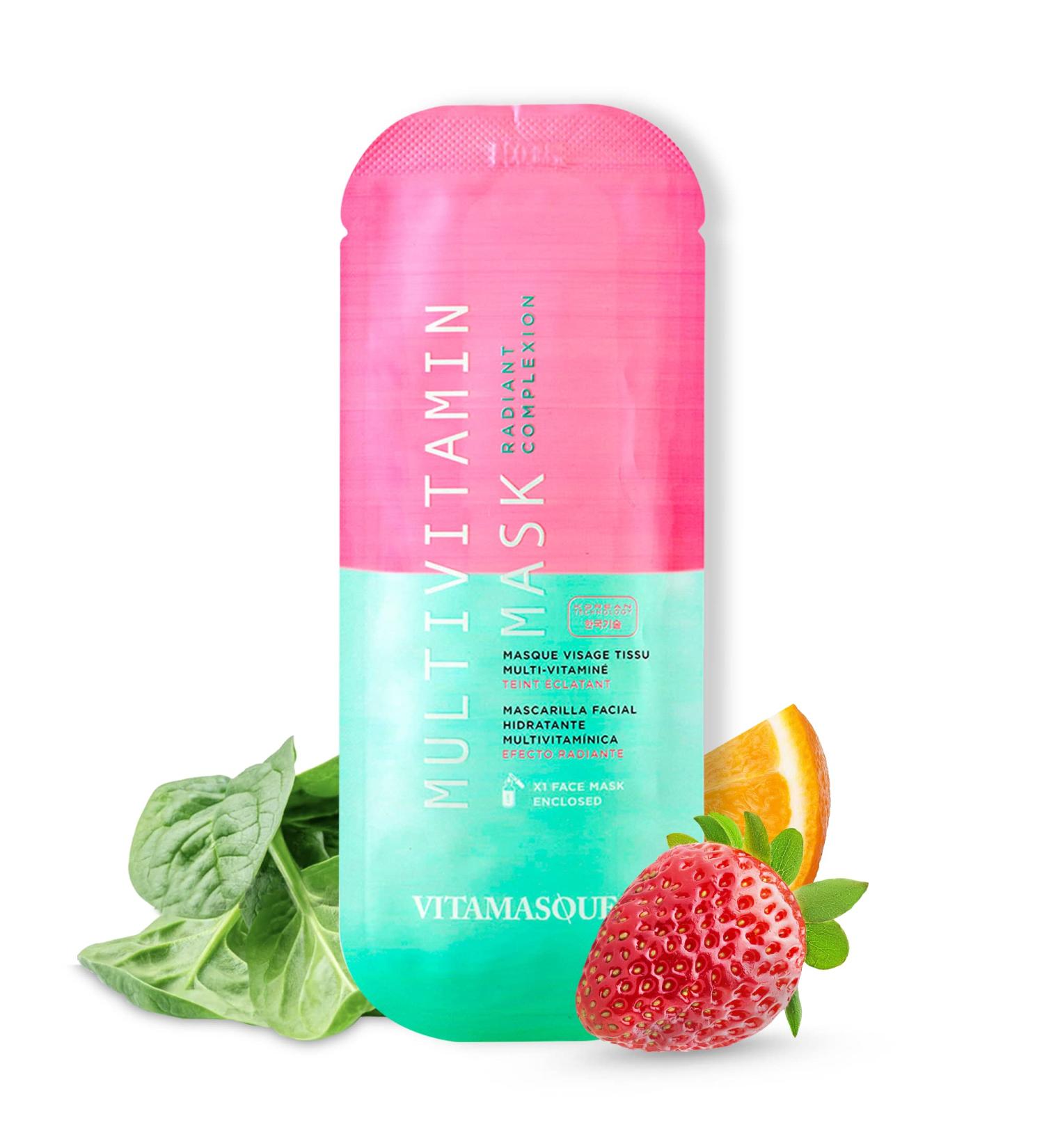 Vitamasques Multivitamin Face Sheet Mask 8-Pack - Restores Radiance, Nourishes Skin, Hydrating & Vegan - Cruelty-Free Multivitamin Mask - Buy Online on GoSupps.com