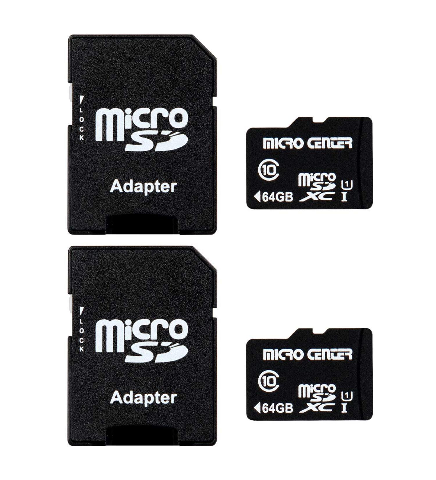 Micro Center 64GB Class 10 MicroSDXC Flash Memory Card with Adapter - 2 Pack | Mobile Device Storage, Phone, Tablet, Drone, Full HD Video Recording | 80MB/s UHS-I, C10, U1 - Buy Online on GoSupps.com
