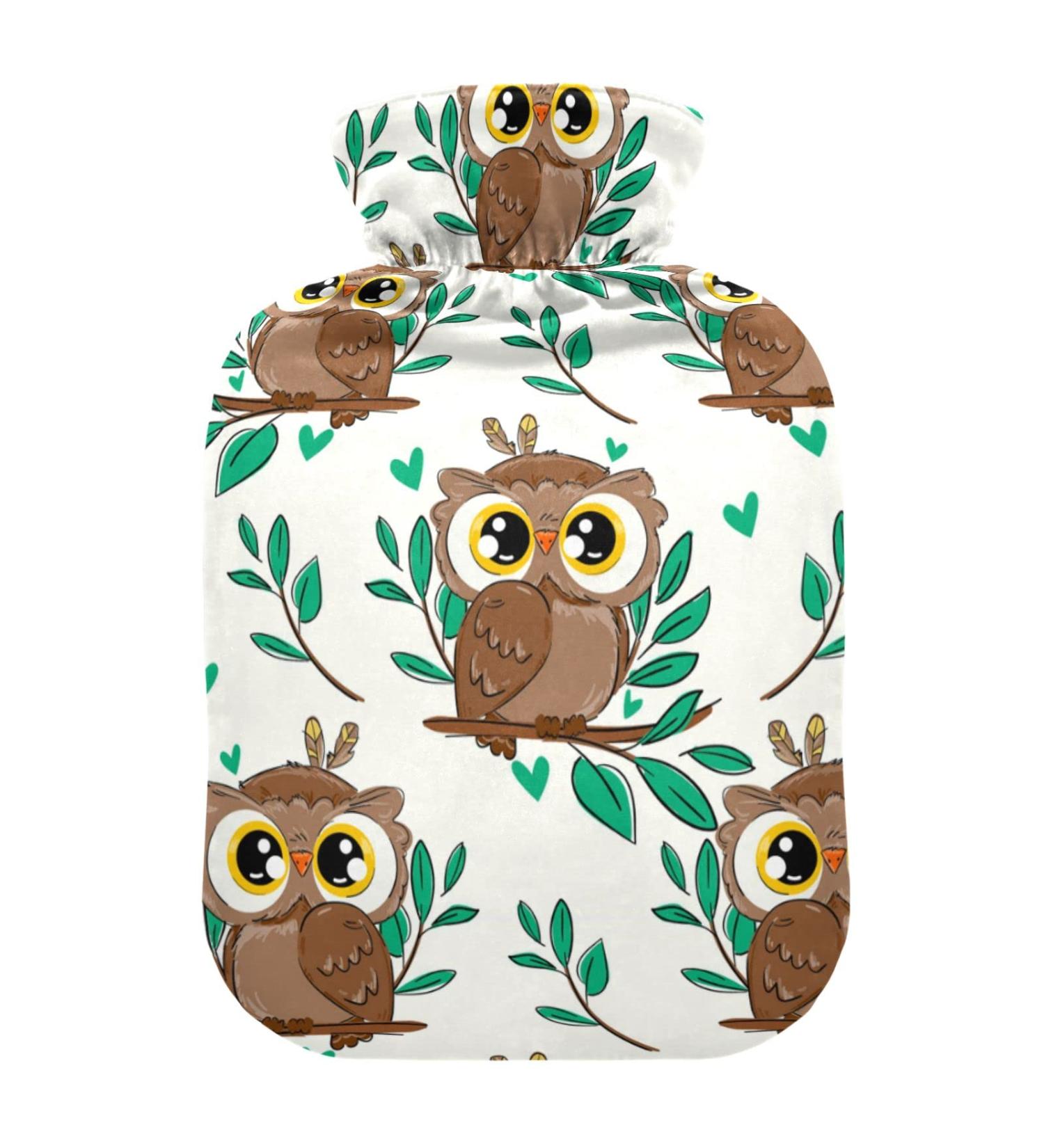 Hot Water Bottles with Cute Owl Cover | 2L Pain Relief Bags for Headaches & Warmth - Buy Online on GoSupps.com