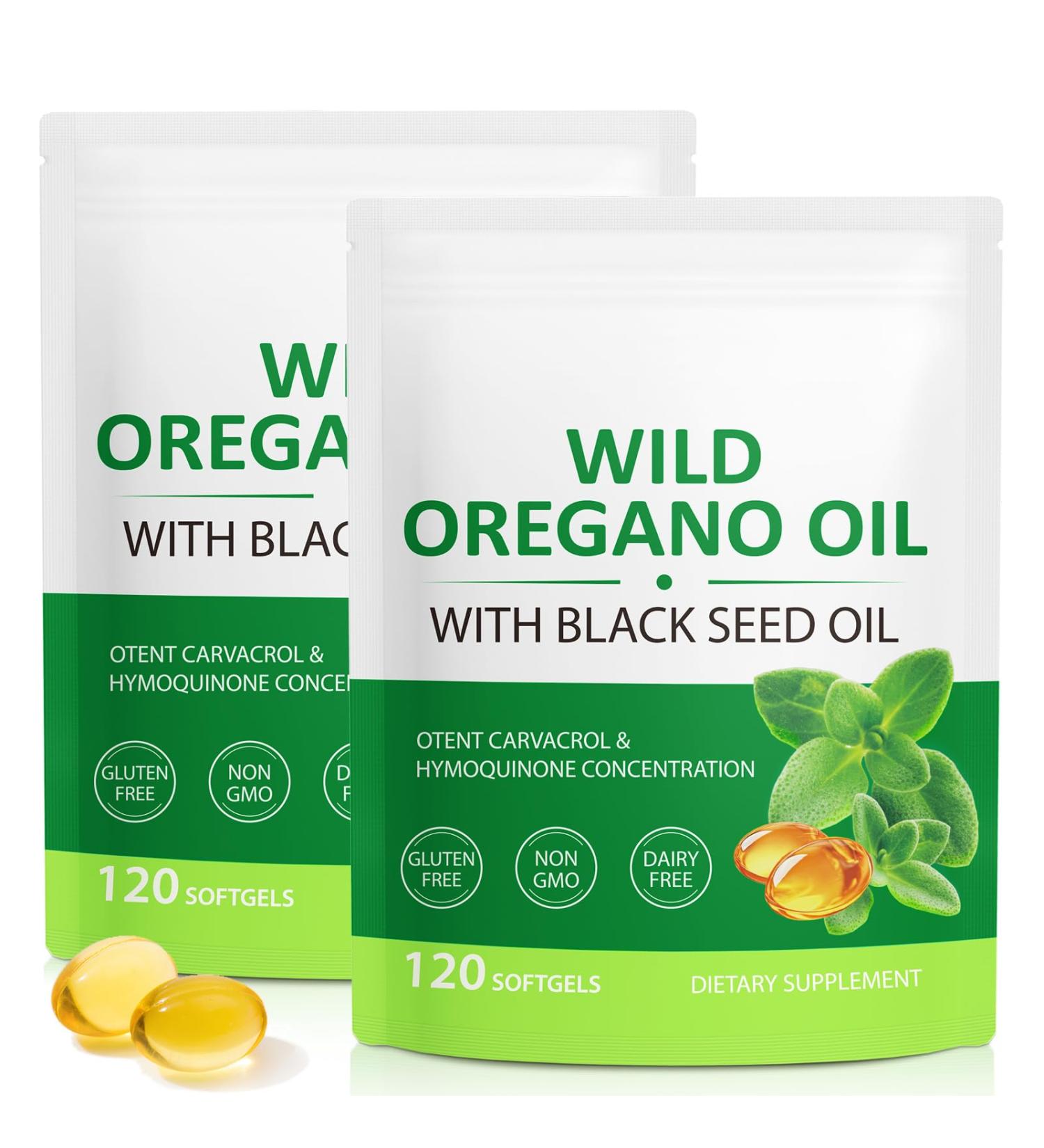Oil of Oregano Softgels 2 in 1 Oil of Oregano with Black Seed Oil 240 Count Oregano Oil Supplement Capsules Organic Oregano Oil Extract Non-GMO Gluten Free - 2 Bag 120 Count (Pack of 2) - Buy Online on GoSupps.com