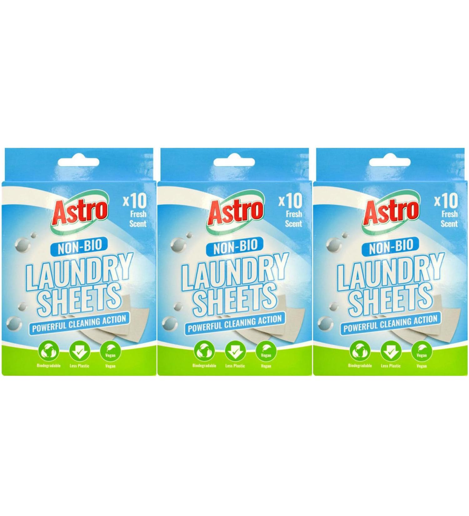 30x ASTRO Professional Laundry Sheets Eco Detergent Non Bio Washing Machine Powerful Cleaning Action UK FREE P&P - Buy Online on GoSupps.com